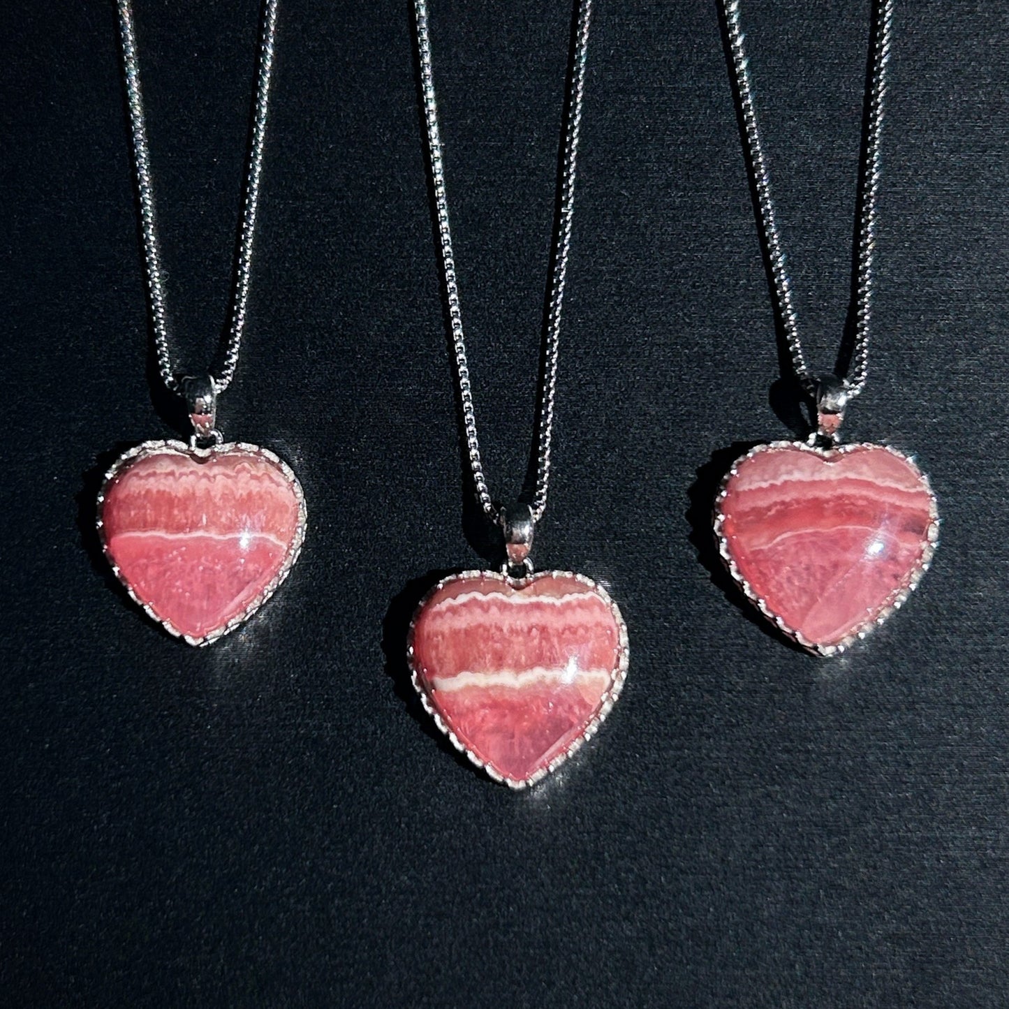 High Quality Rhodochrosite in Heart 925 Sterling Silver Pendant (chain excluded) - Crystal Moment
