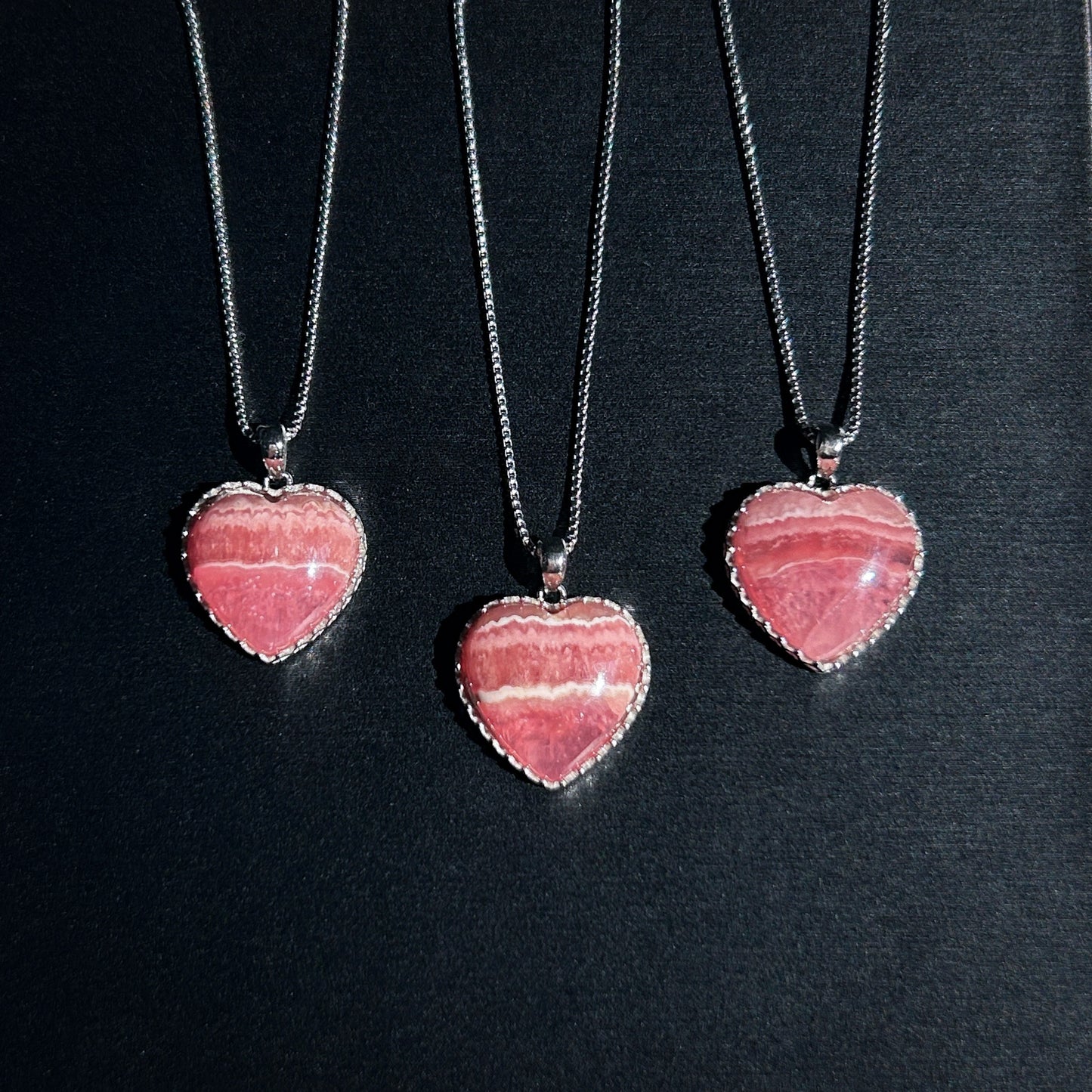 High Quality Rhodochrosite in Heart 925 Sterling Silver Pendant (chain excluded) - Crystal Moment
