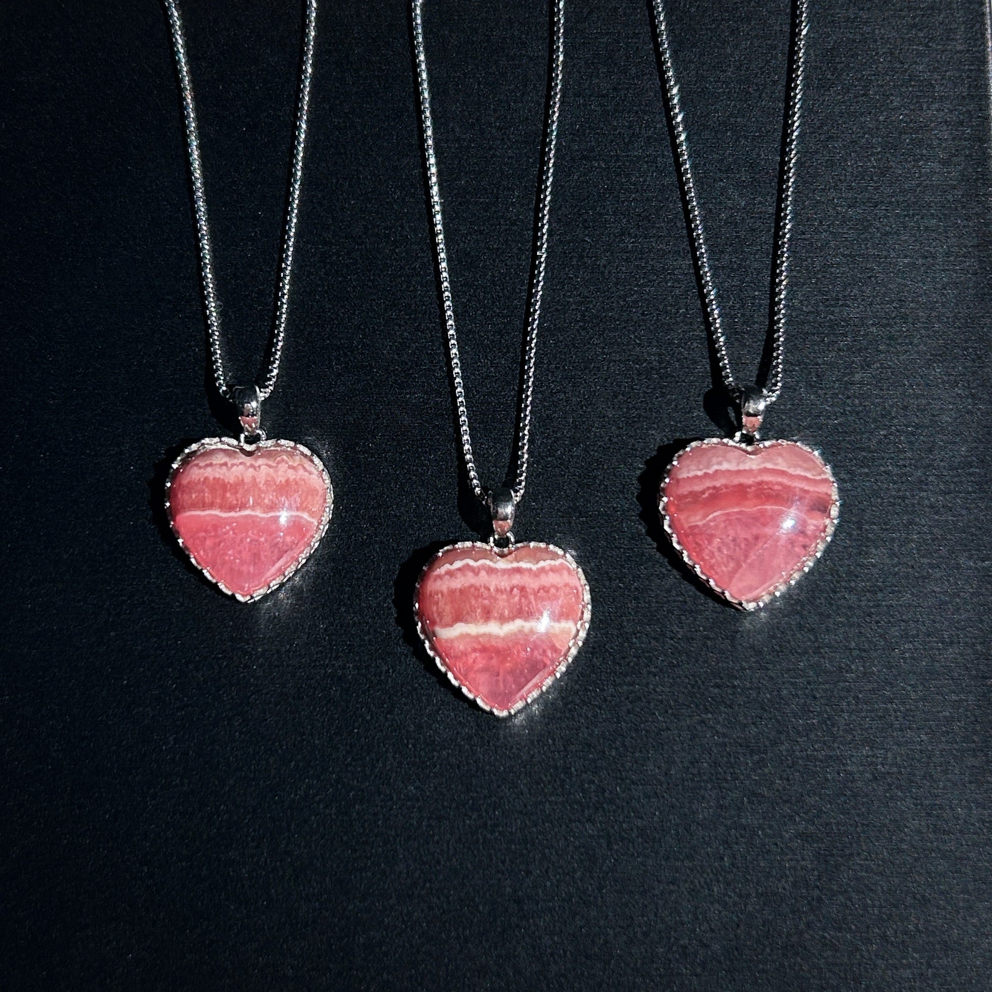 High Quality Rhodochrosite in Heart 925 Sterling Silver Pendant (chain excluded) - Crystal Moment