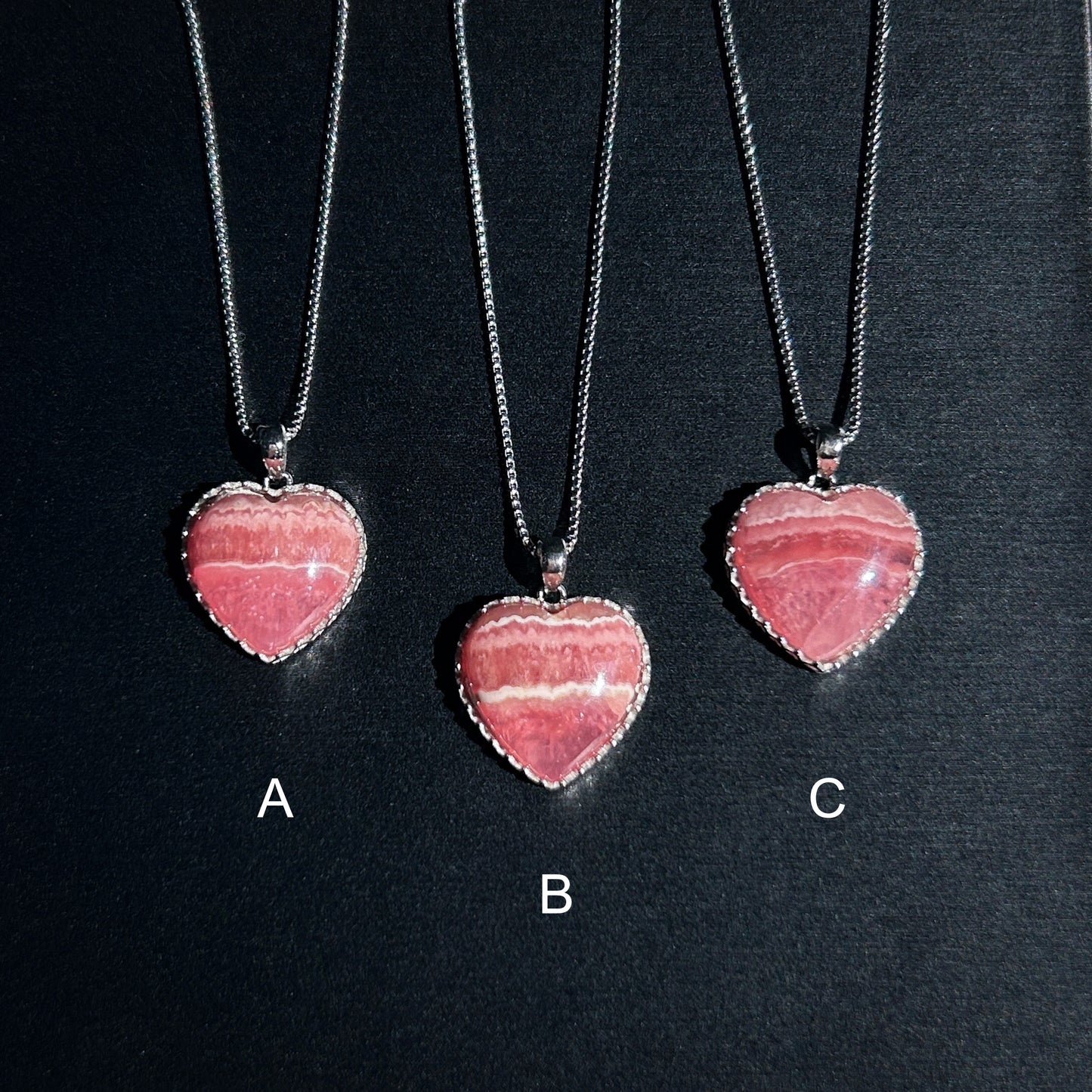 High Quality Rhodochrosite in Heart 925 Sterling Silver Pendant (chain excluded) - Crystal Moment