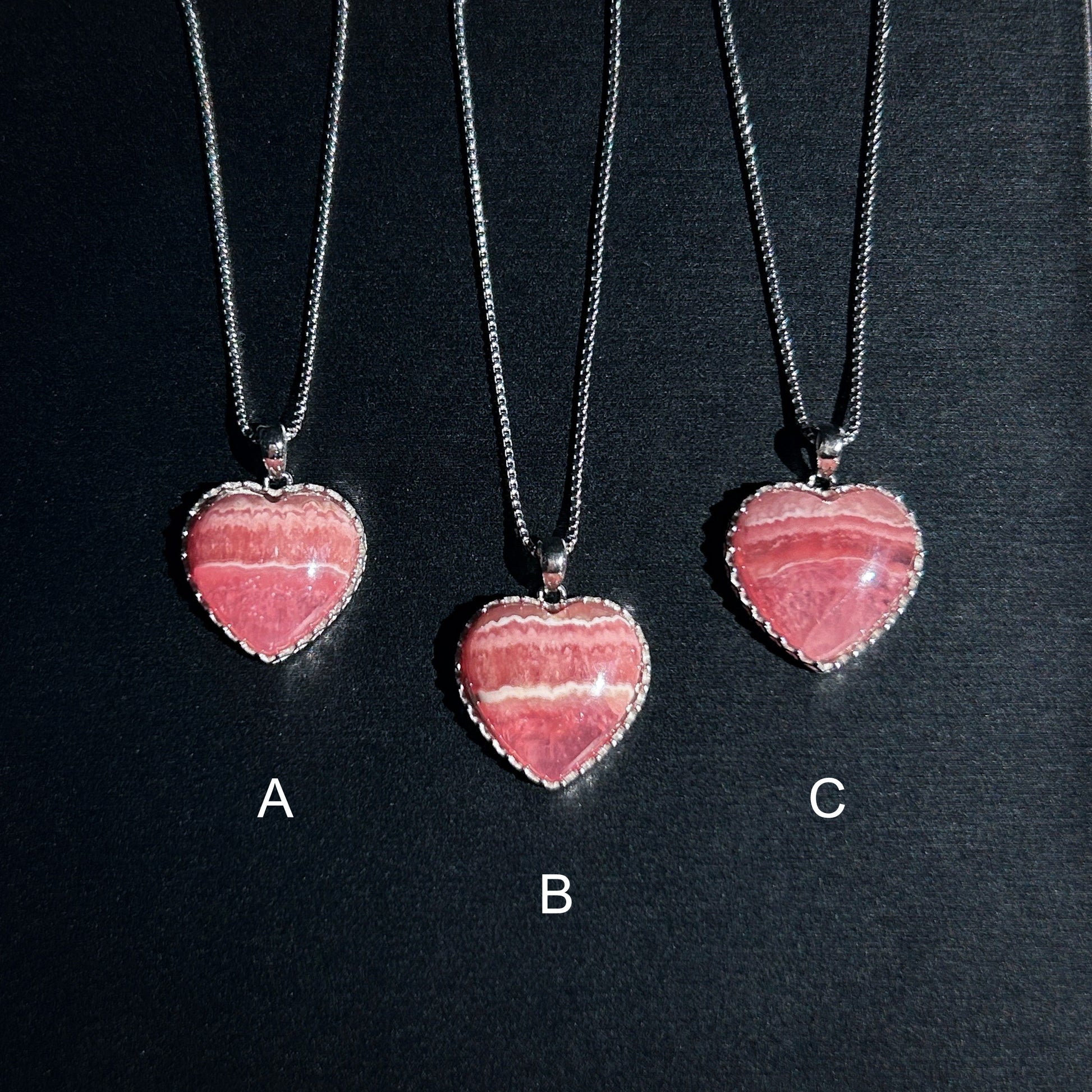 High Quality Rhodochrosite in Heart 925 Sterling Silver Pendant (chain excluded) - Crystal Moment