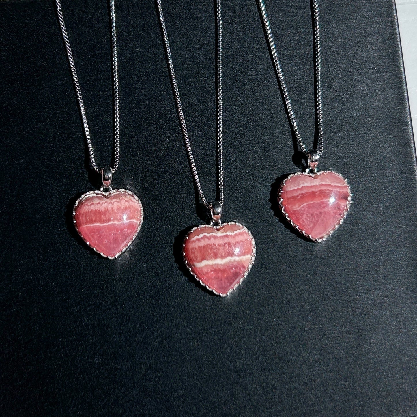 High Quality Rhodochrosite in Heart 925 Sterling Silver Pendant (chain excluded) - Crystal Moment