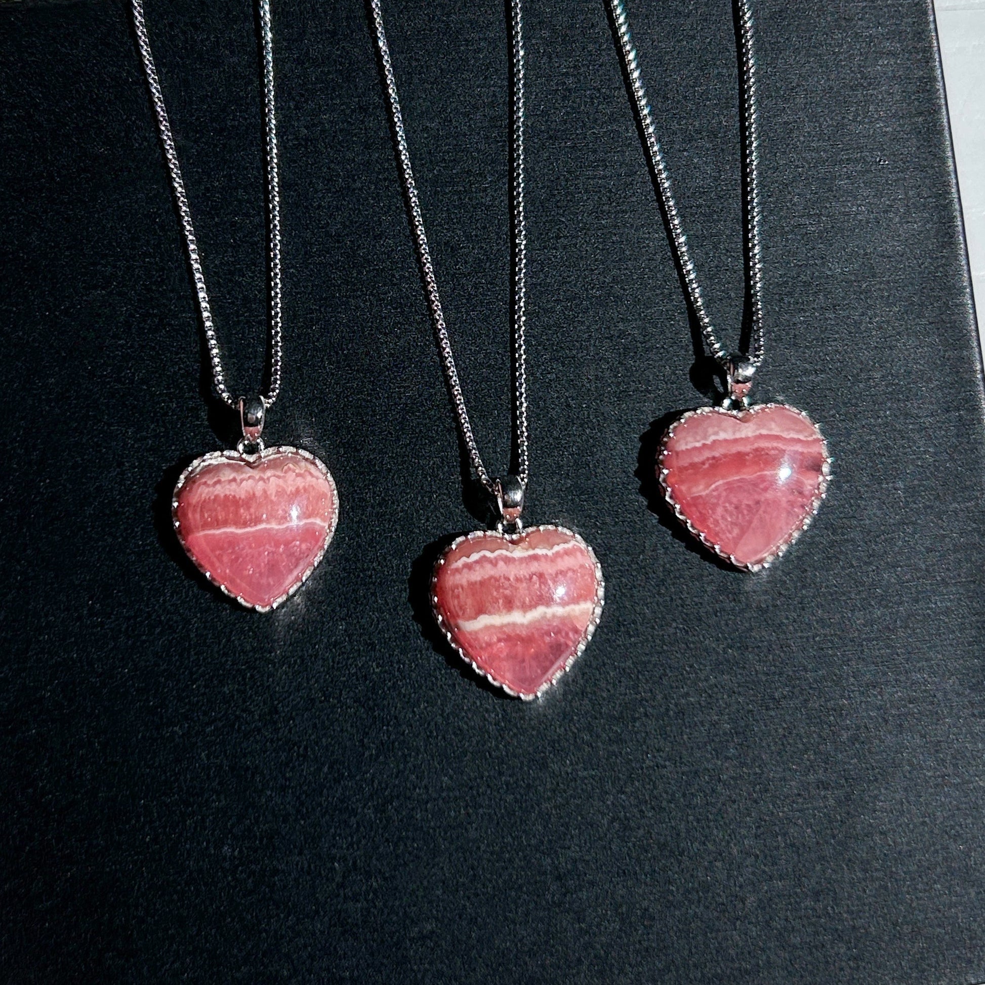 High Quality Rhodochrosite in Heart 925 Sterling Silver Pendant (chain excluded) - Crystal Moment