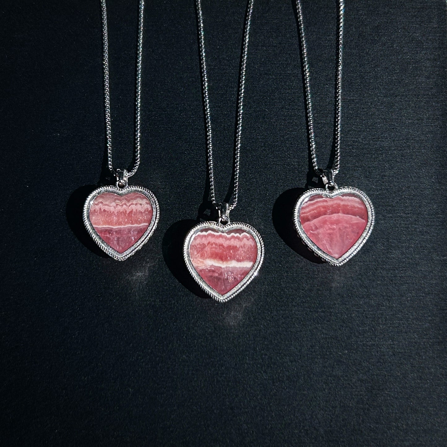 High Quality Rhodochrosite in Heart 925 Sterling Silver Pendant (chain excluded) - Crystal Moment