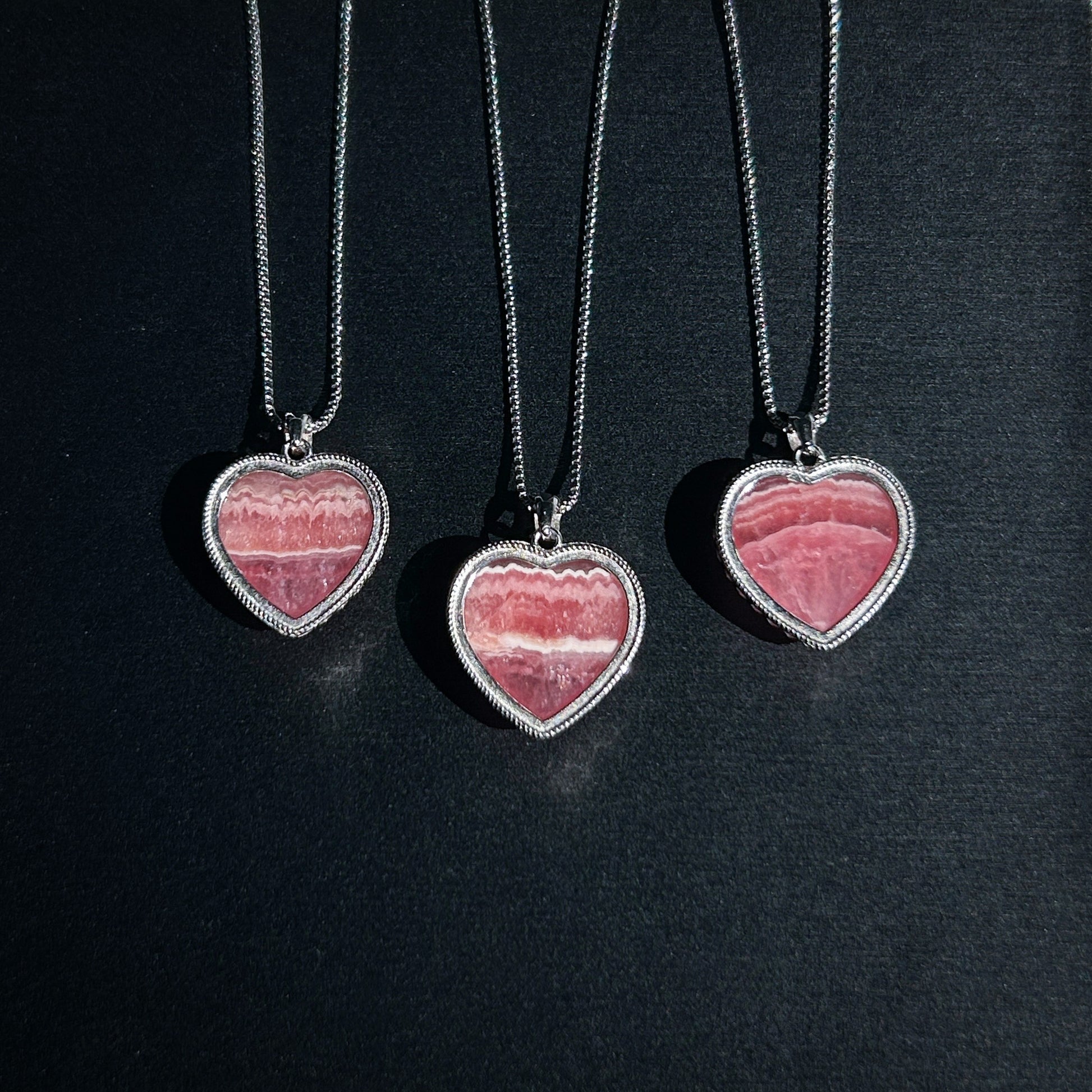 High Quality Rhodochrosite in Heart 925 Sterling Silver Pendant (chain excluded) - Crystal Moment