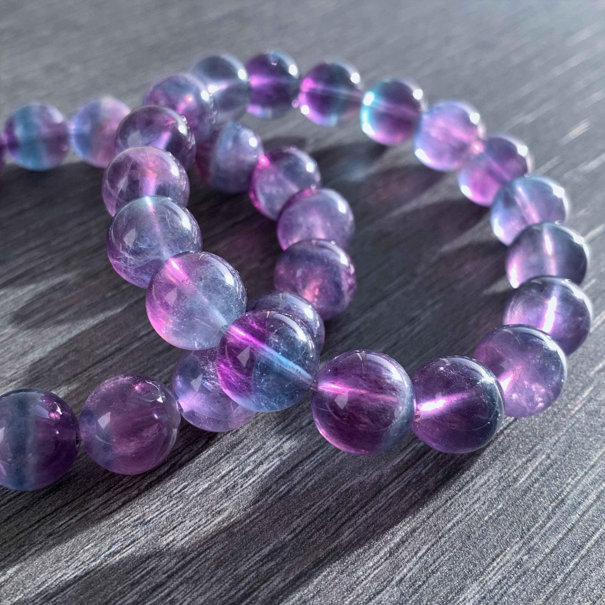 Rainbow Mermaid Fluorite Large Bracelet in 11MM
