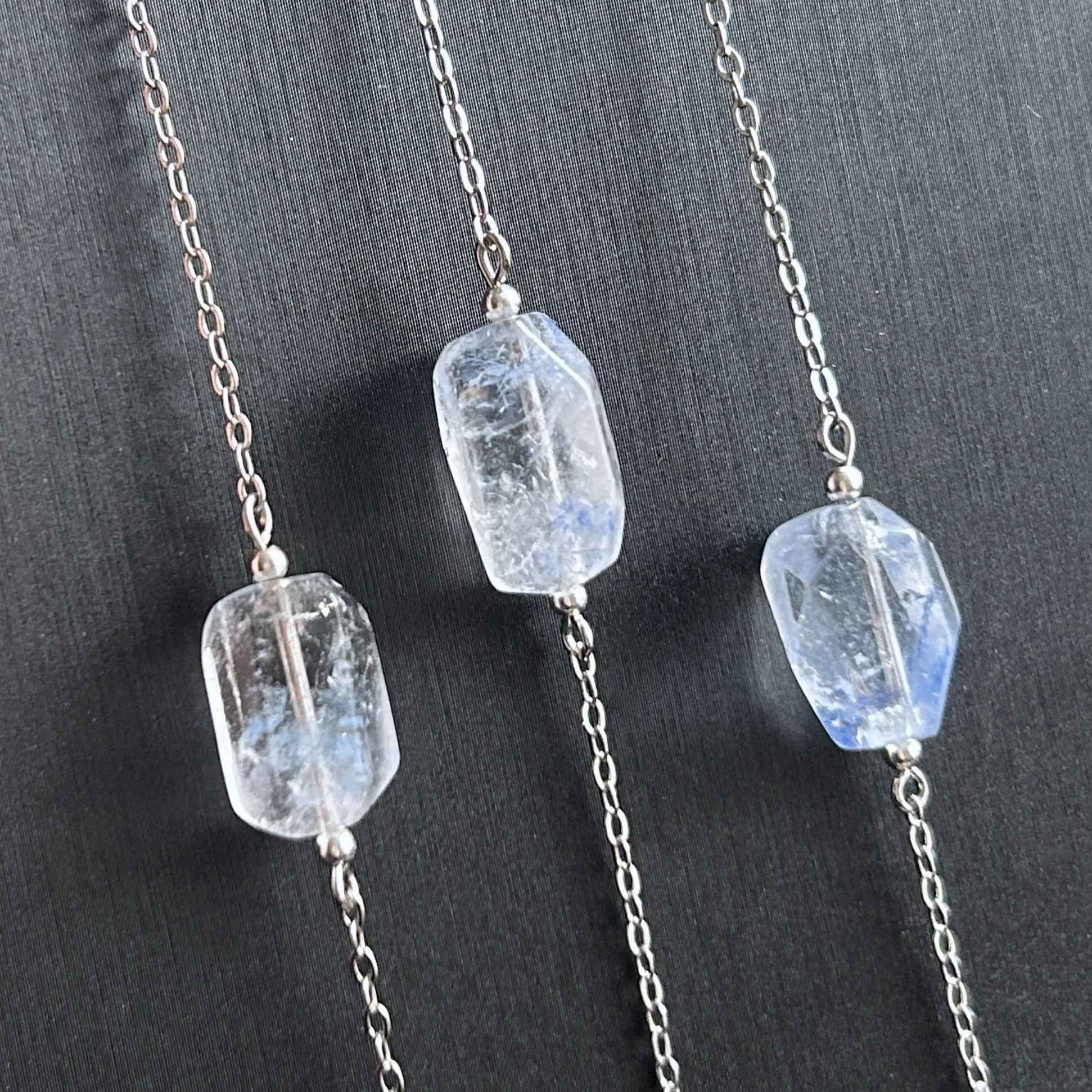 Rare Faceted Dumortierite Adjustable Silver Bracelet