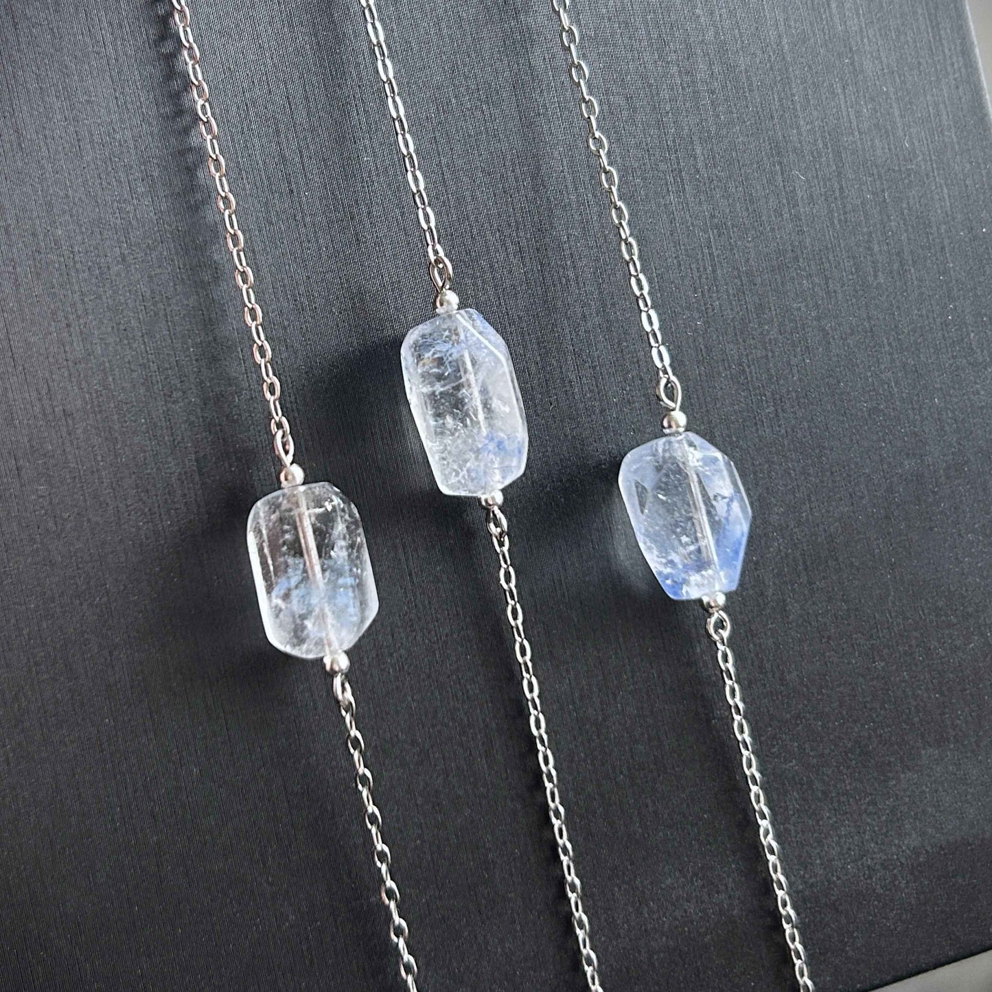 Rare Faceted Dumortierite Adjustable Silver Bracelet