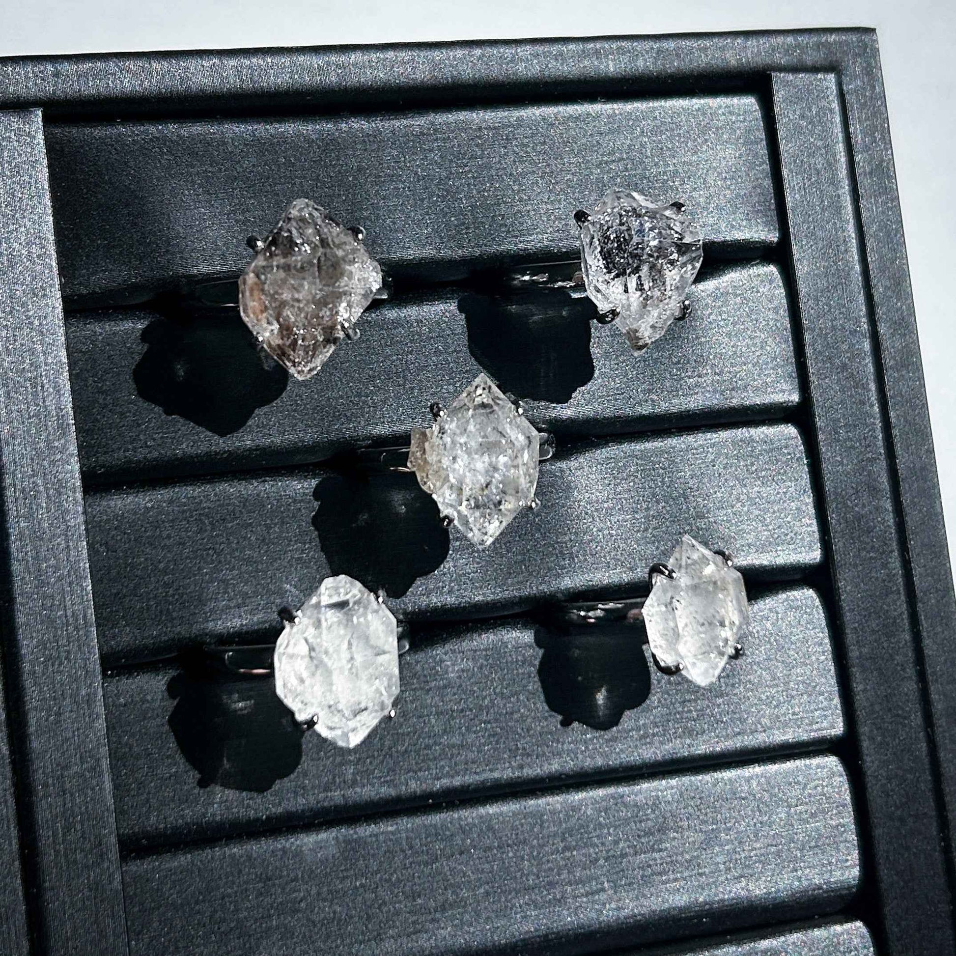 Rare Natural Herkimer Diamond Adjustable Silver Ring