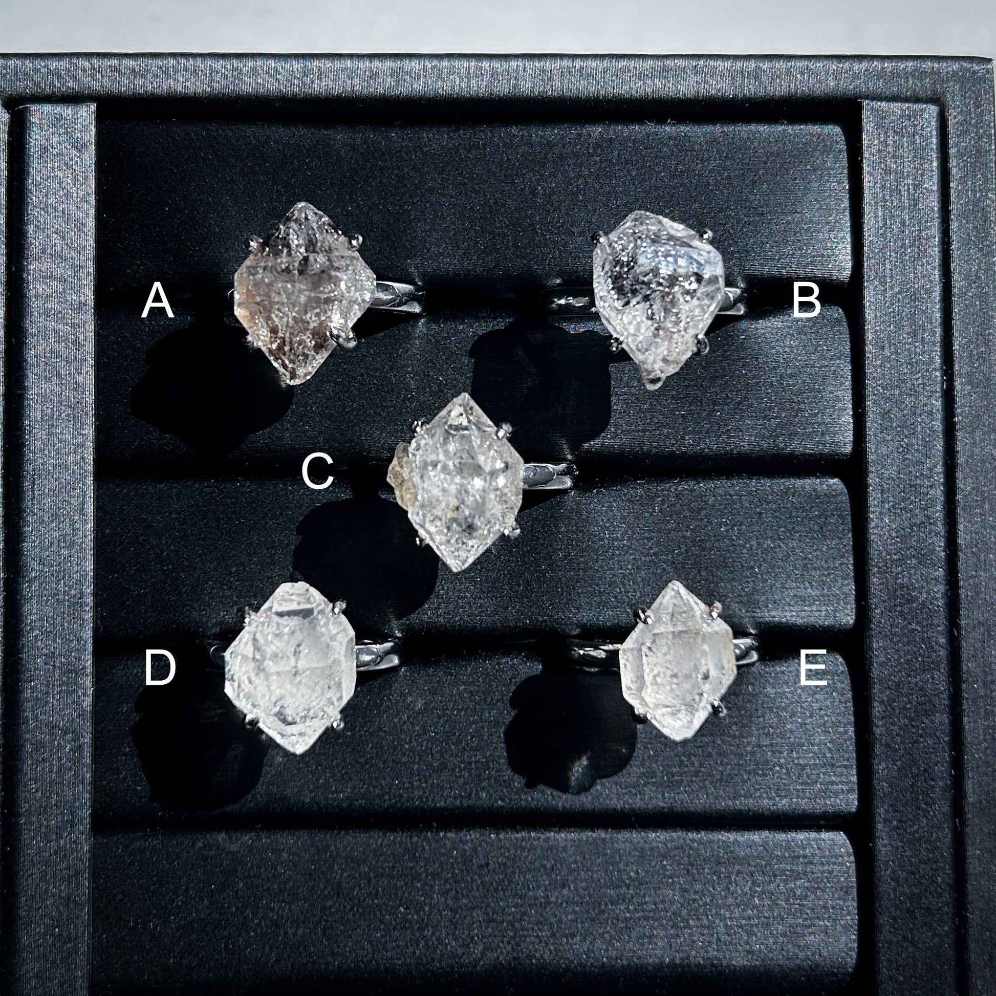 Rare Natural Herkimer Diamond Adjustable Silver Ring