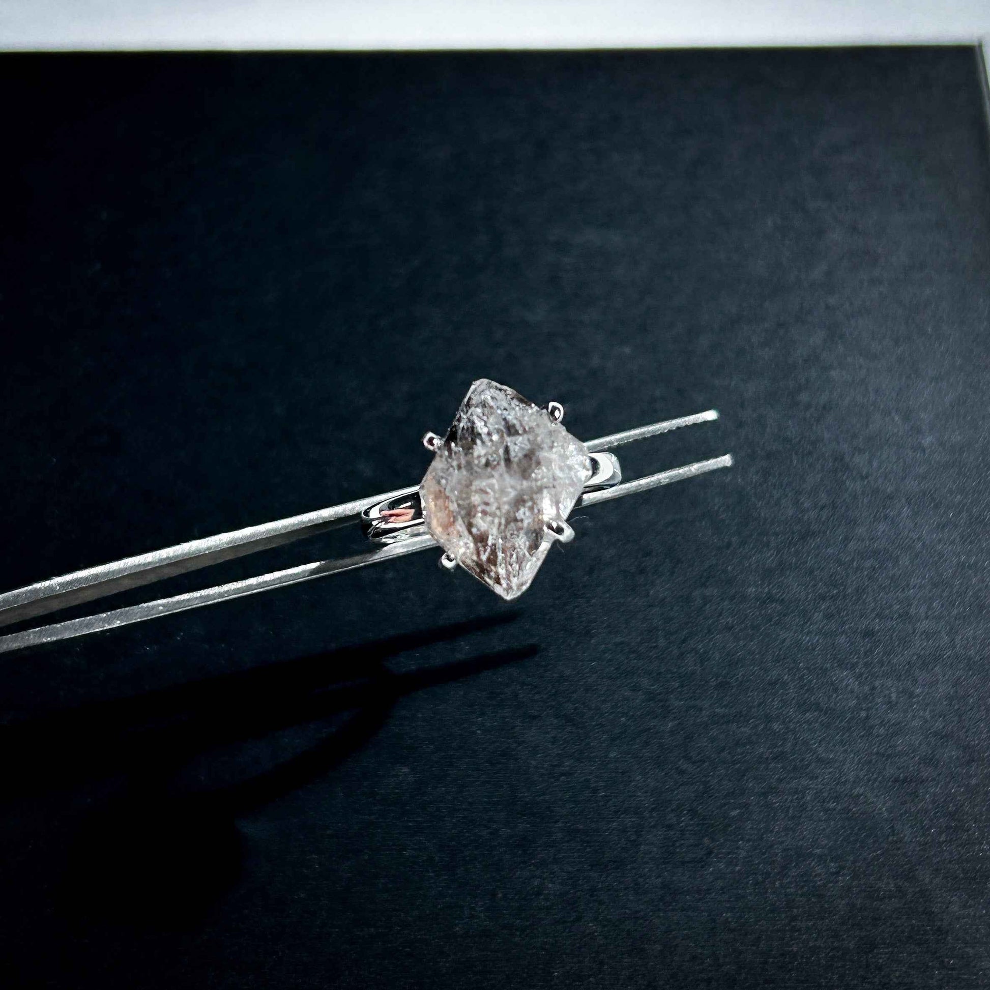 Rare Natural Herkimer Diamond Adjustable Silver Ring