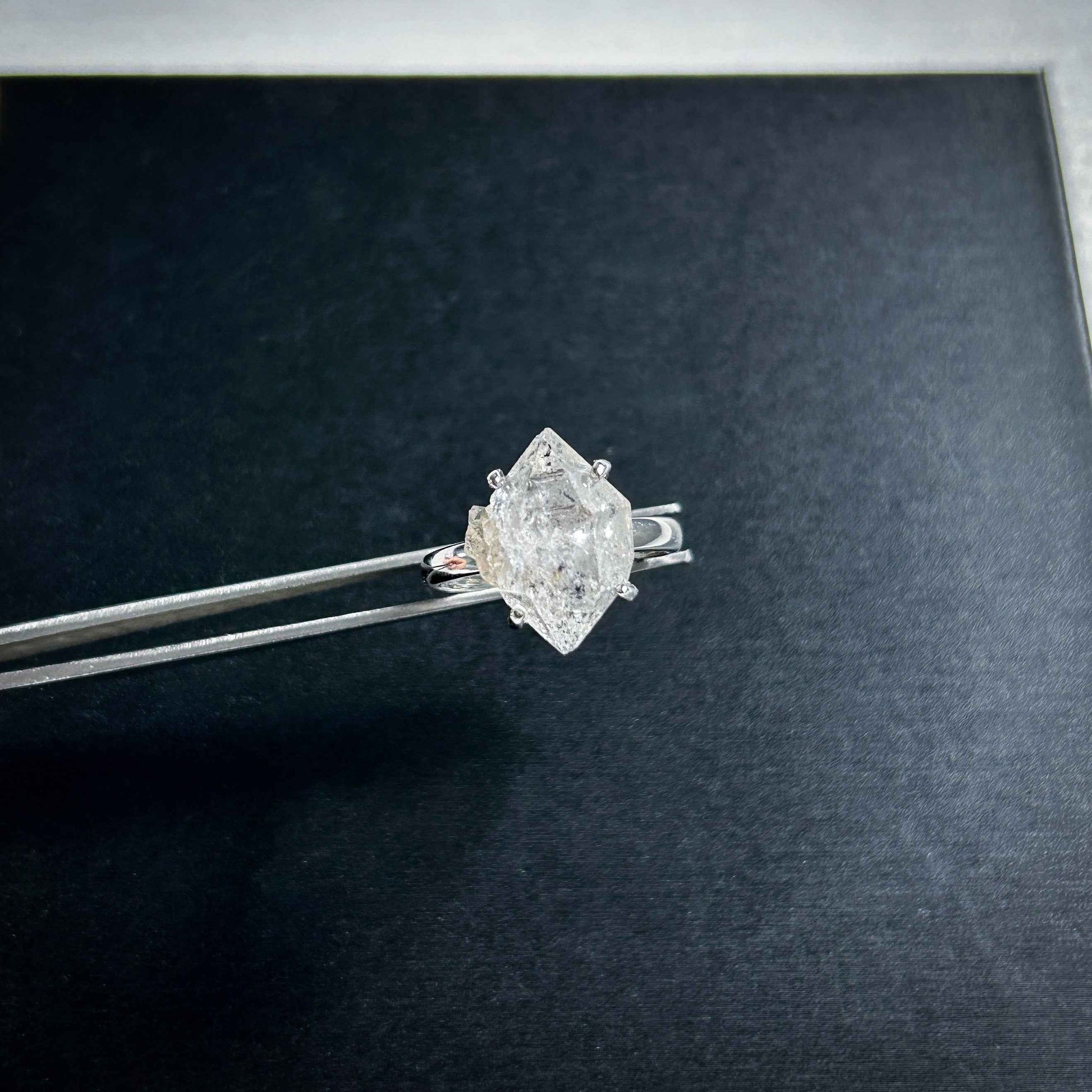 Rare Natural Herkimer Diamond Adjustable Silver Ring