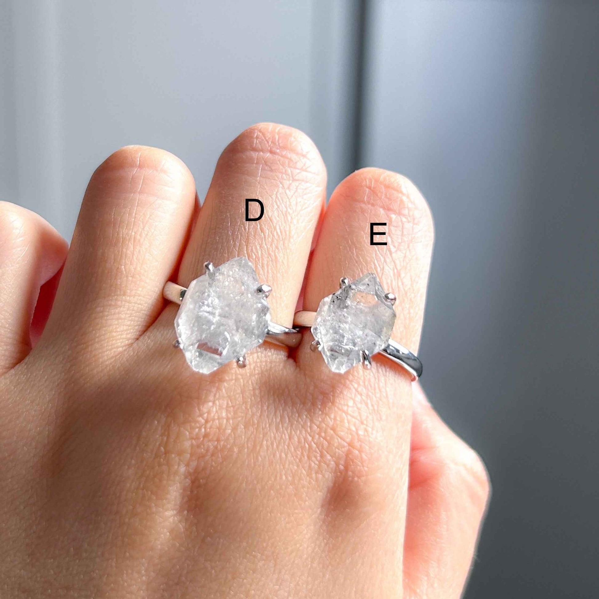 Rare Natural Herkimer Diamond Adjustable Silver Ring