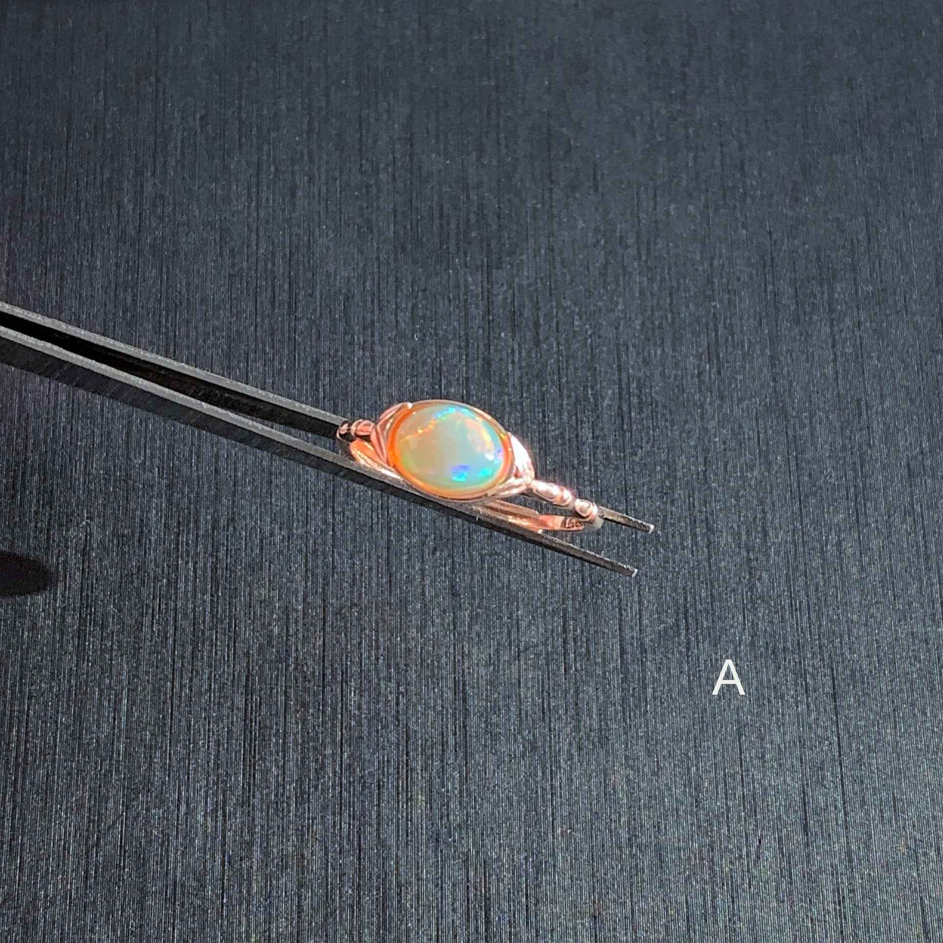 High Quality Rainbow Opal Rose Gold Adjustable Ring
