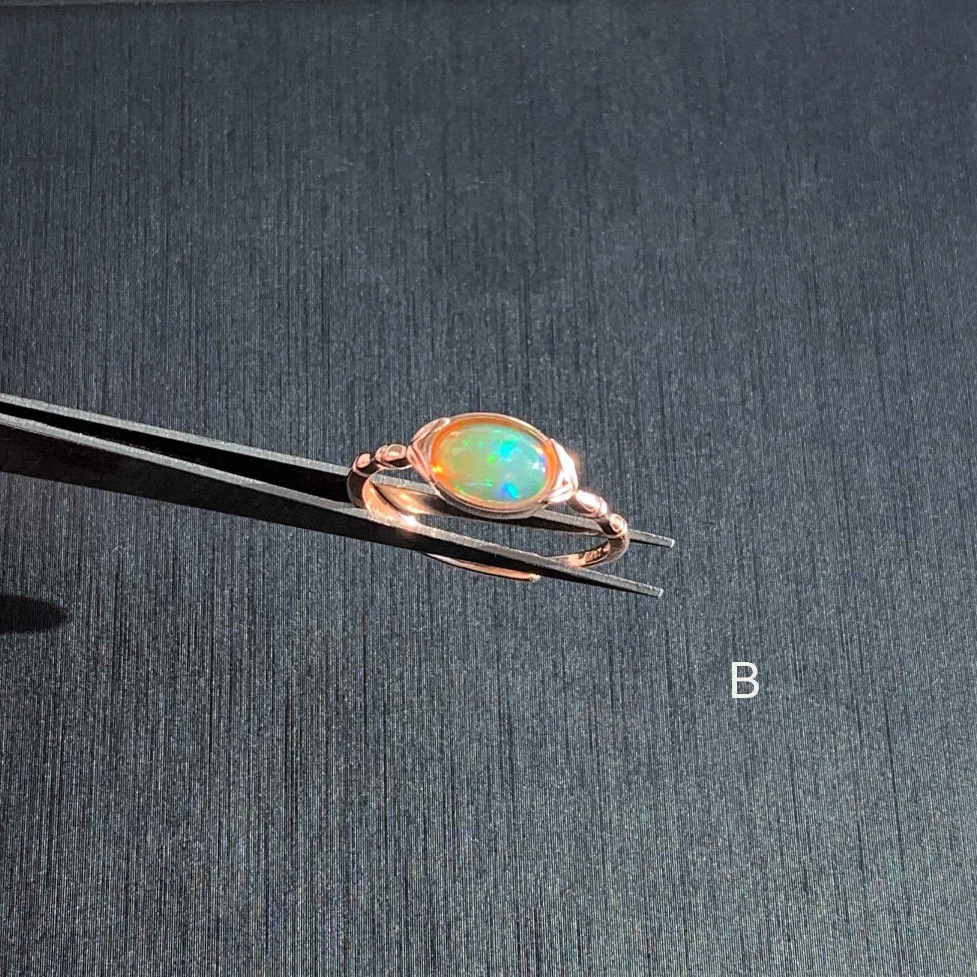 High Quality Rainbow Opal Rose Gold Adjustable Ring