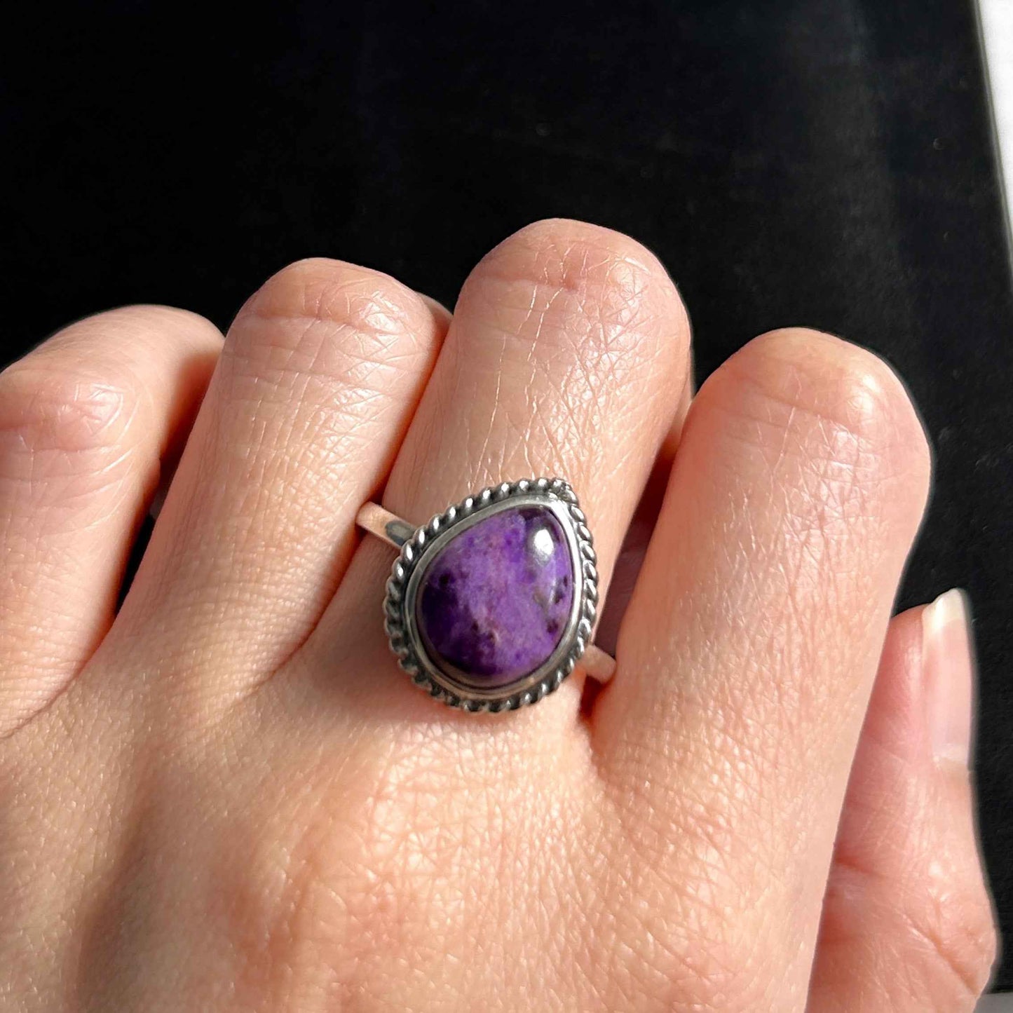 Rare Purple Sugilite Adjustable 925 Sterling Silver Ring