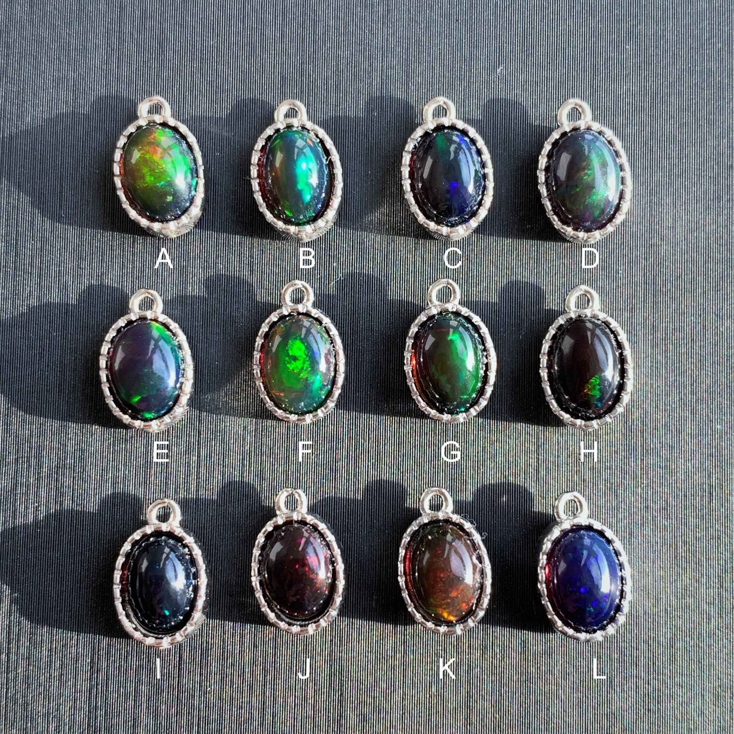 Black Opal with Rainbow Silver Mini Pendant & Charm (chain excluded)