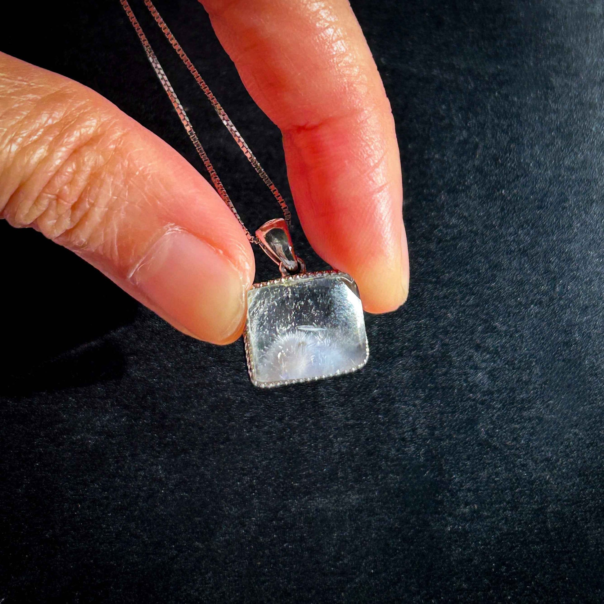 Rare Natural Dumortierite 925 Sterling Silver Small Pendant (chain excluded)