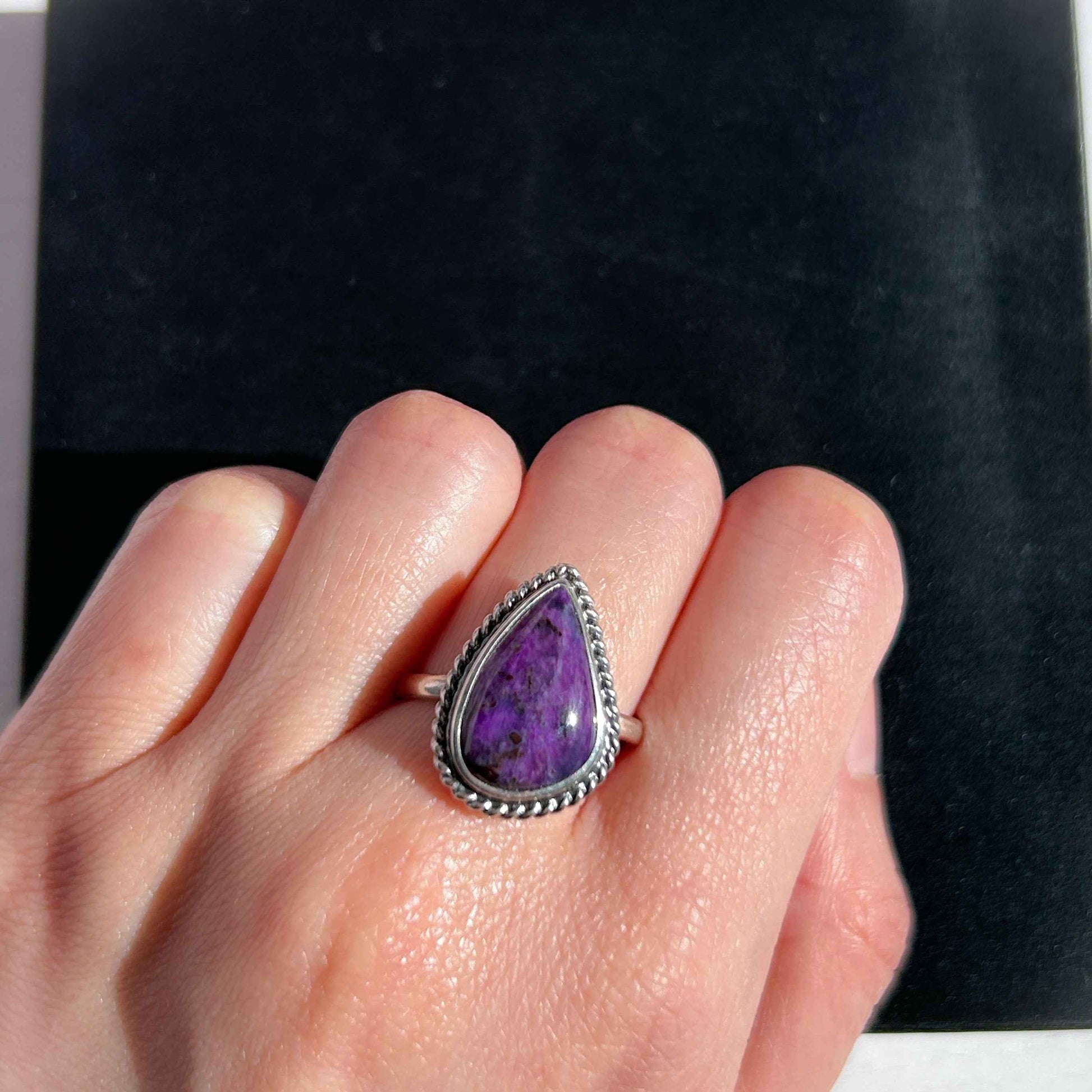 Rare Natural Purple Sugilite Adjustable 925 Sterling Silver Ring