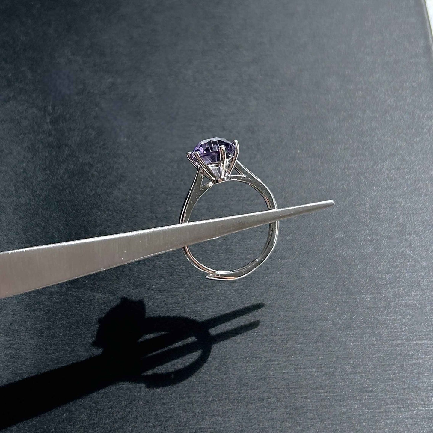 Faceted Amethyst Adjustable Silver Ring