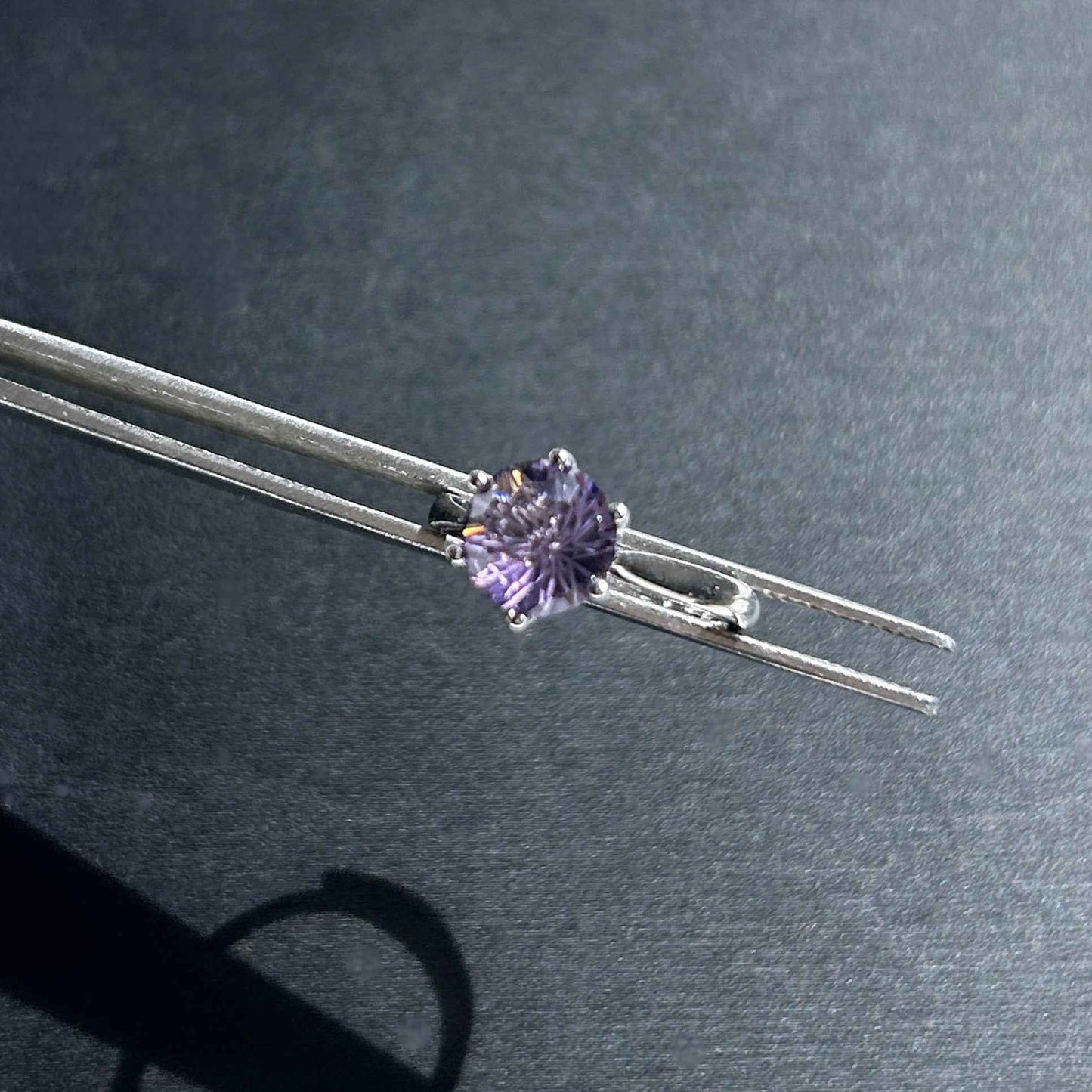 Faceted Amethyst Adjustable Silver Ring