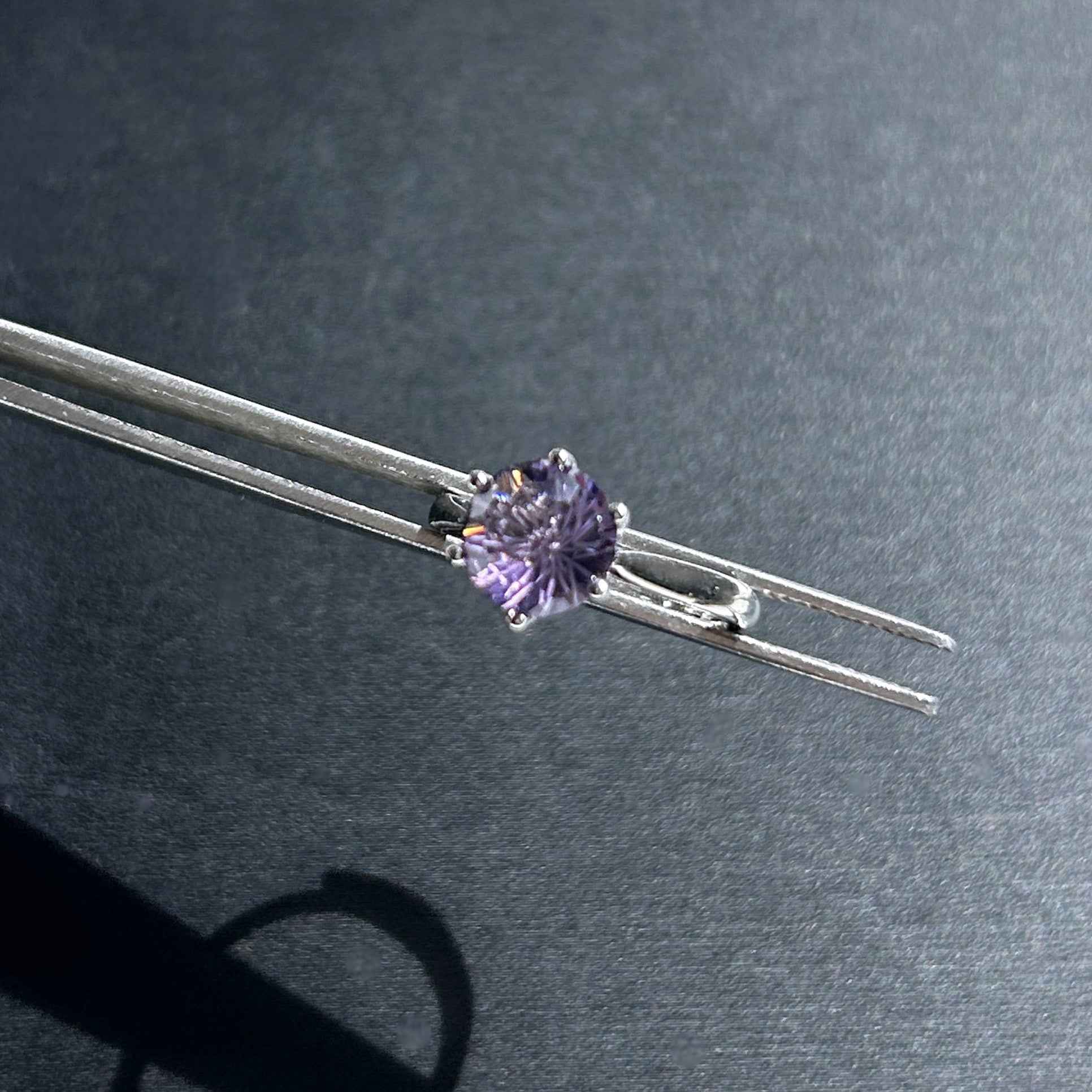 Faceted Amethyst Adjustable Silver Ring