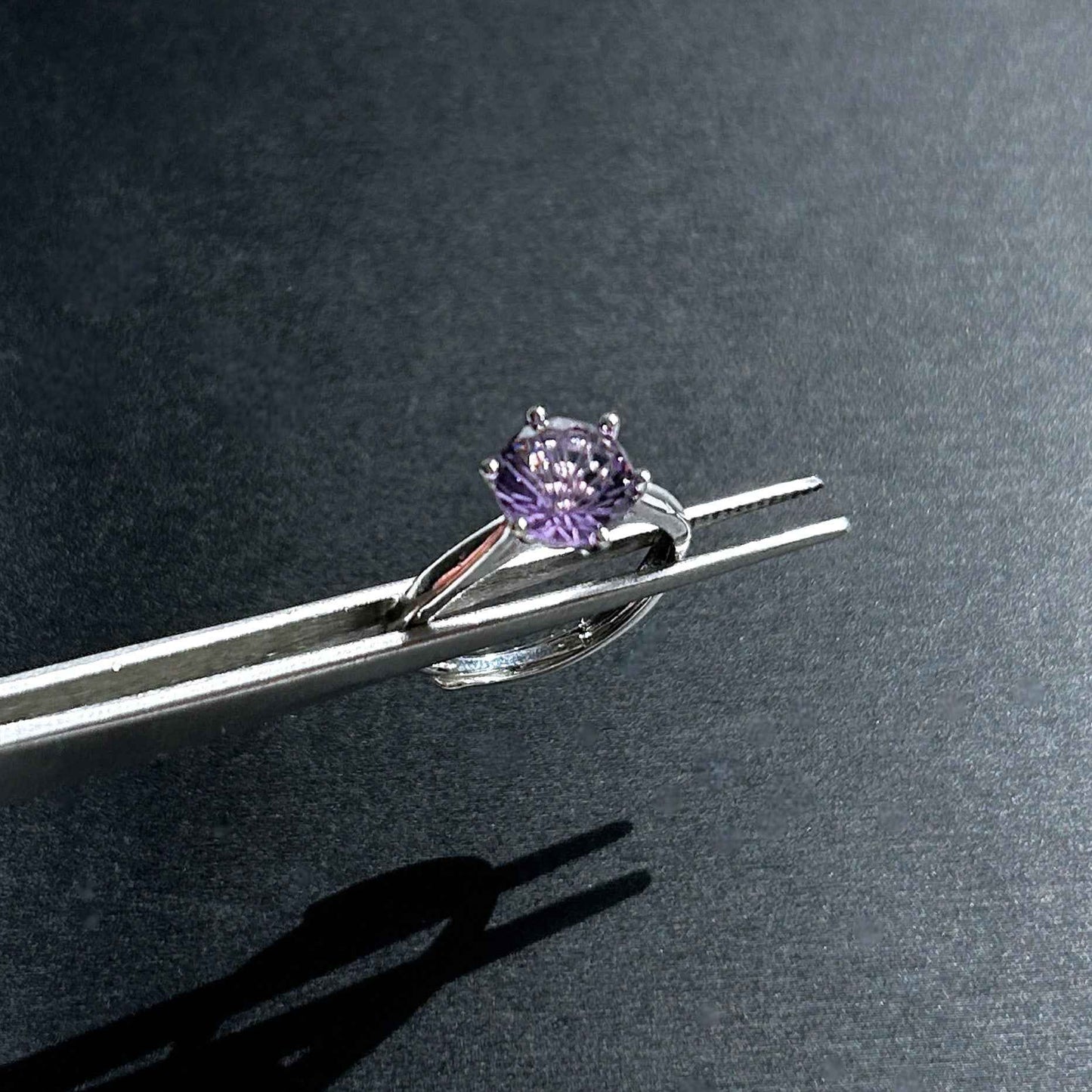 Faceted Amethyst Adjustable Silver Ring