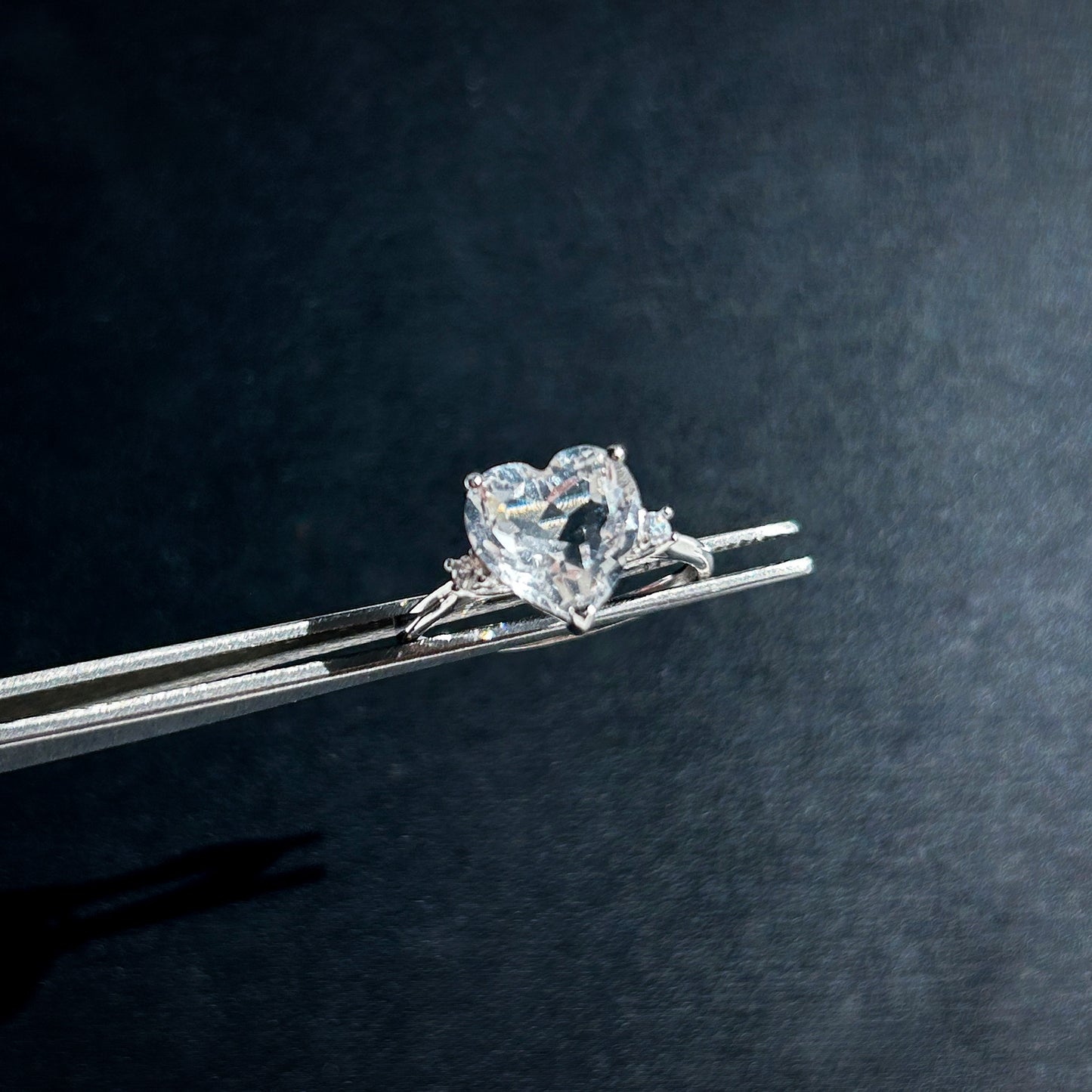 Faceted Clear Quartz in Heart Adjustable 925 Silver Ring - Crystal Moment