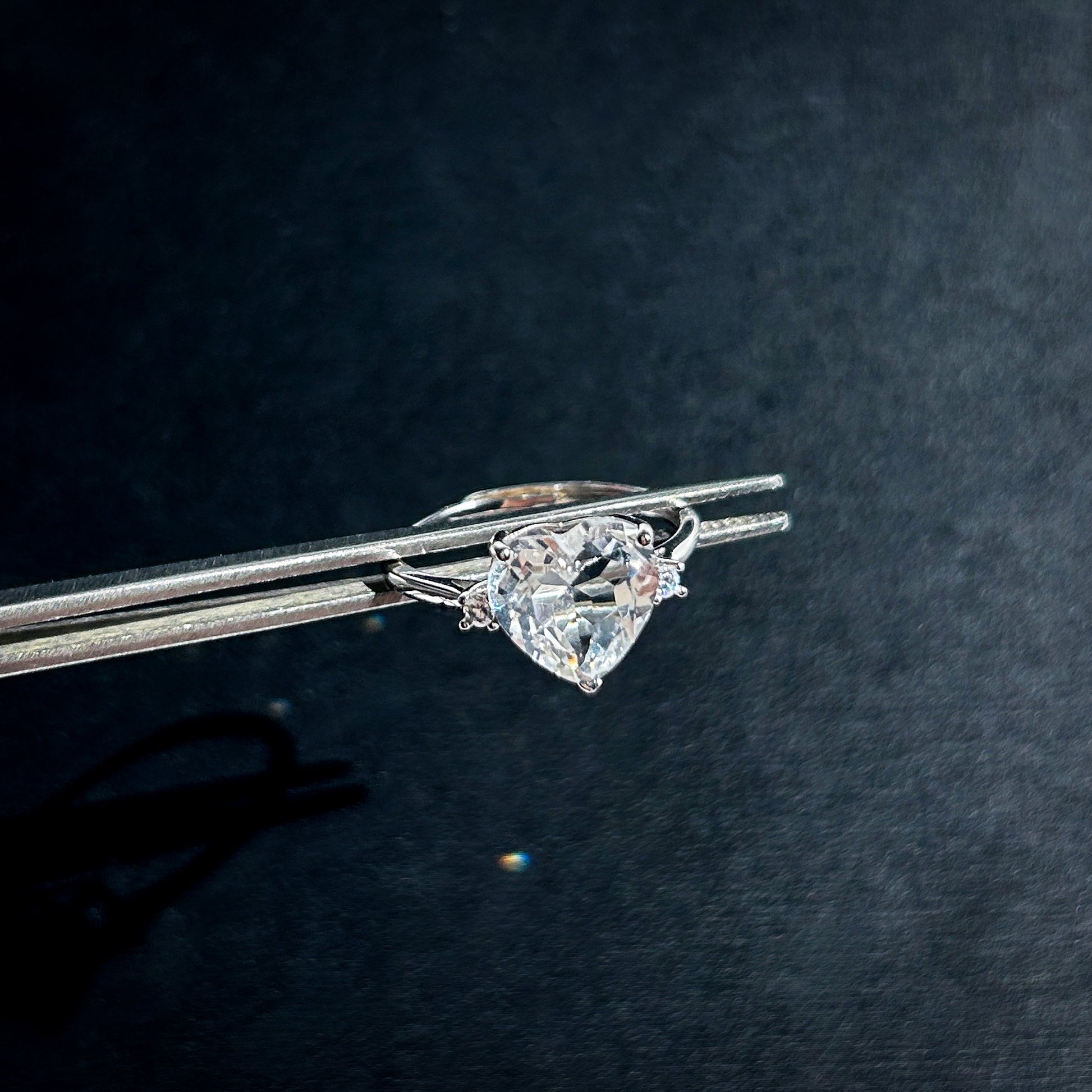 Faceted Clear Quartz in Heart Adjustable 925 Silver Ring - Crystal Moment