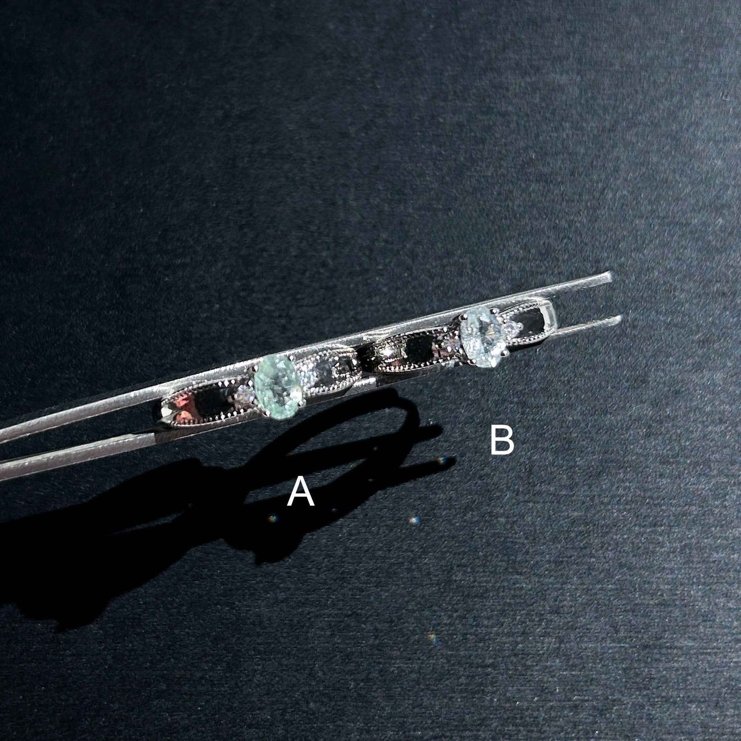 Aquamarine Gemstone with Zircon Adjustable Silver Ring