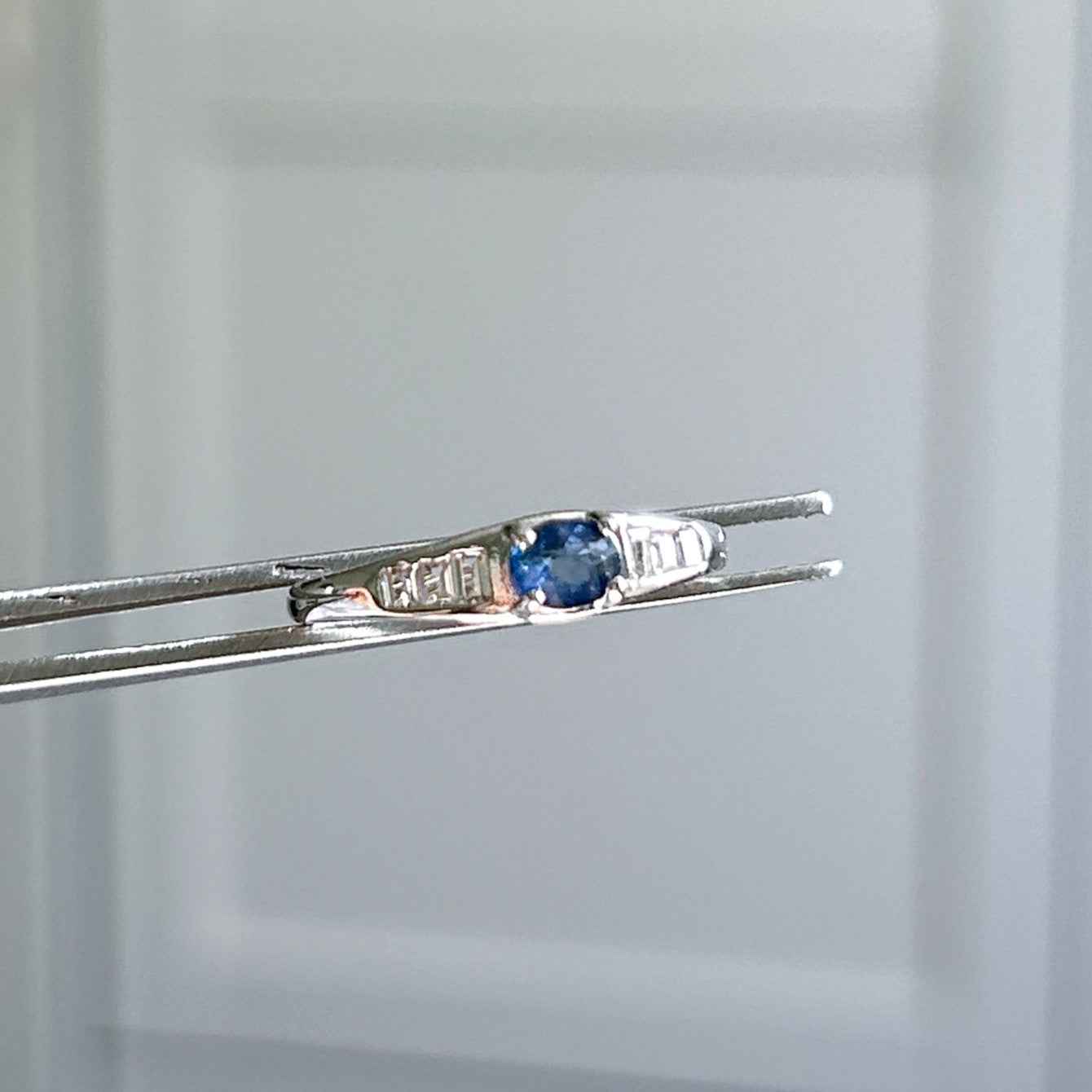 Rare Sapphire with Zircon Adjustable Silver Ring