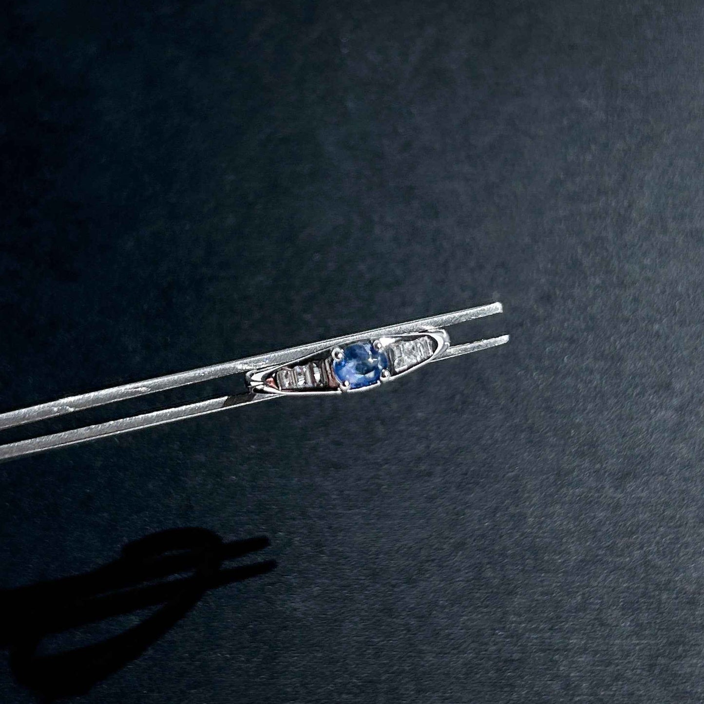 Rare Sapphire with Zircon Adjustable Silver Ring