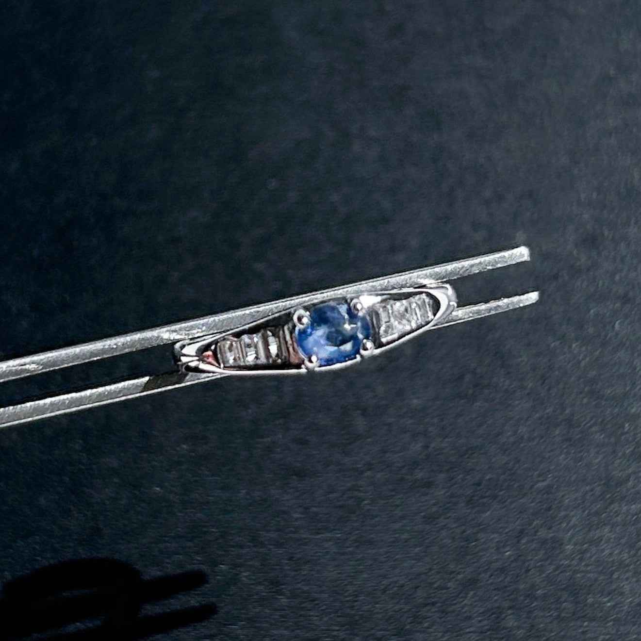Rare Sapphire with Zircon Adjustable Silver Ring