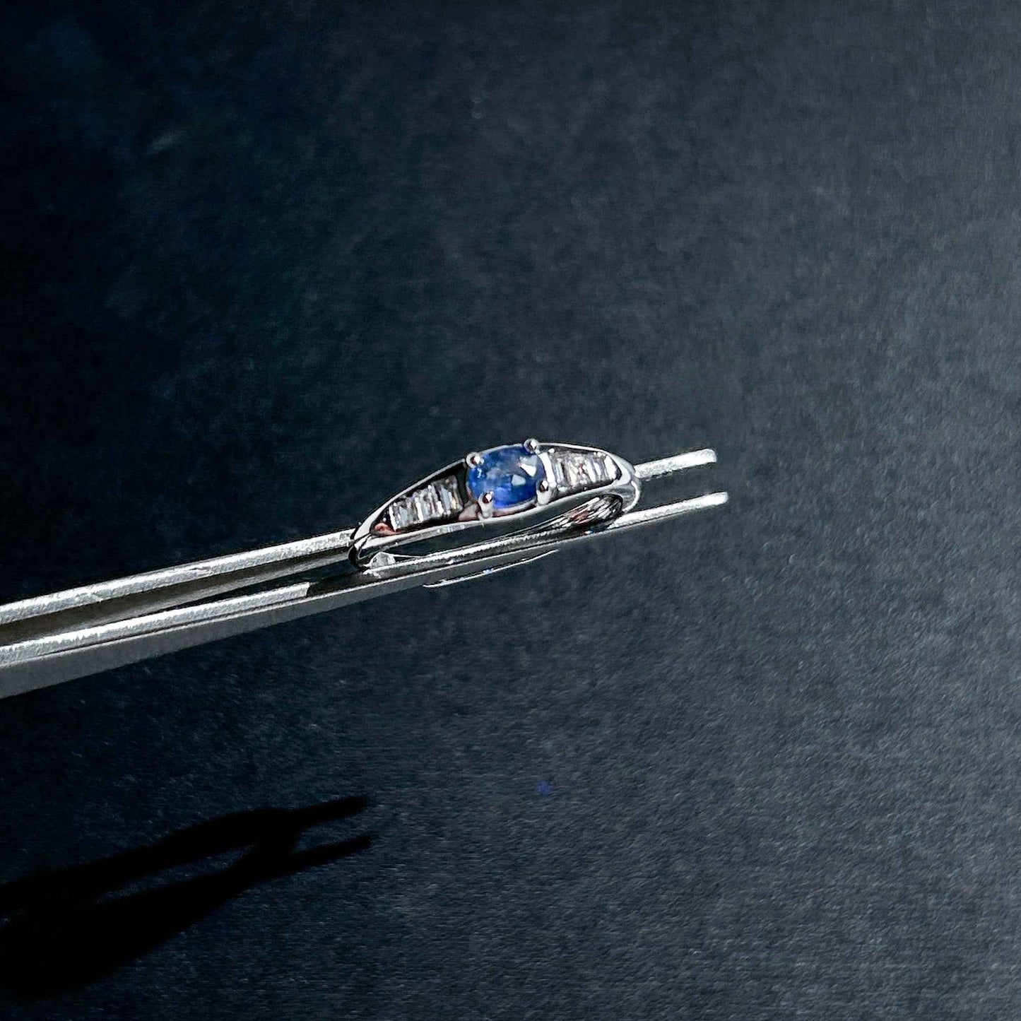 Rare Sapphire with Zircon Adjustable Silver Ring