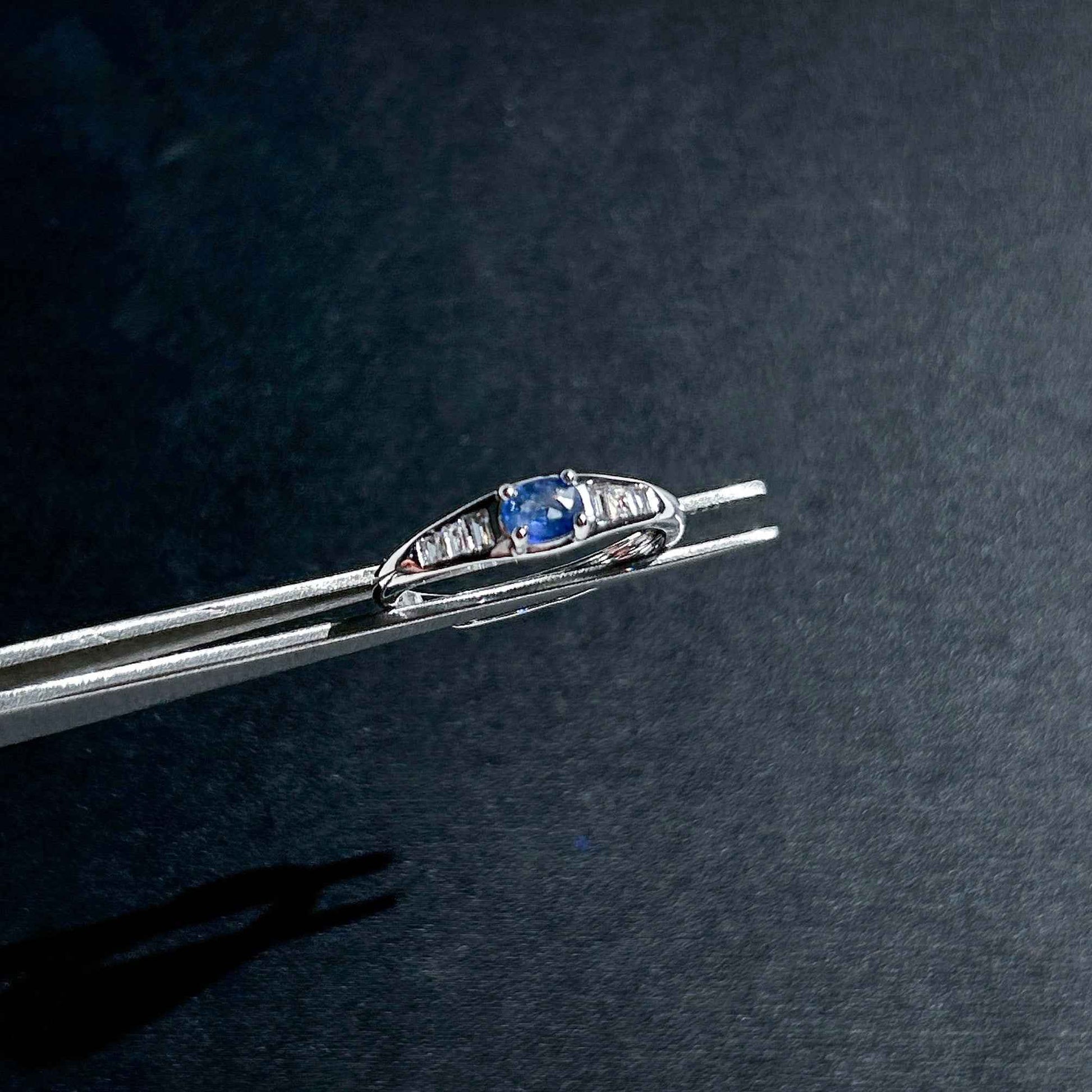 Rare Sapphire with Zircon Adjustable Silver Ring