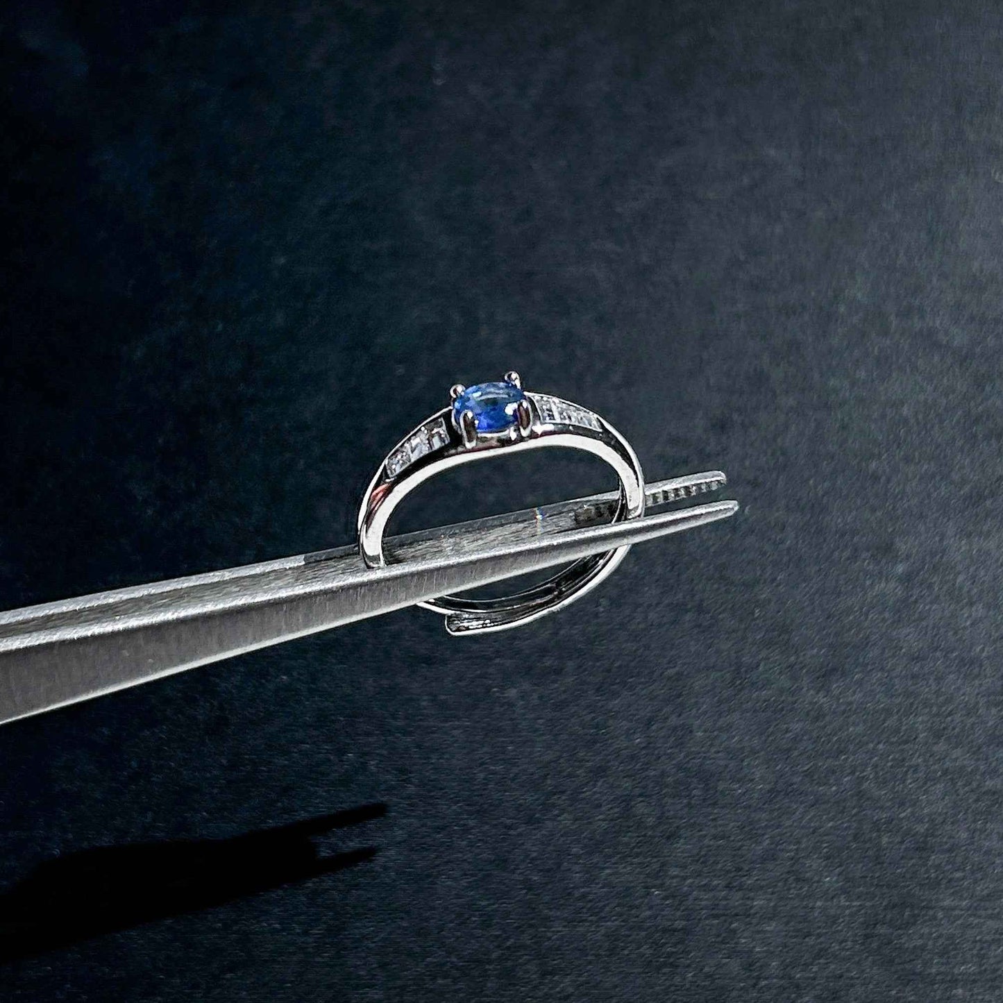 Rare Sapphire with Zircon Adjustable Silver Ring