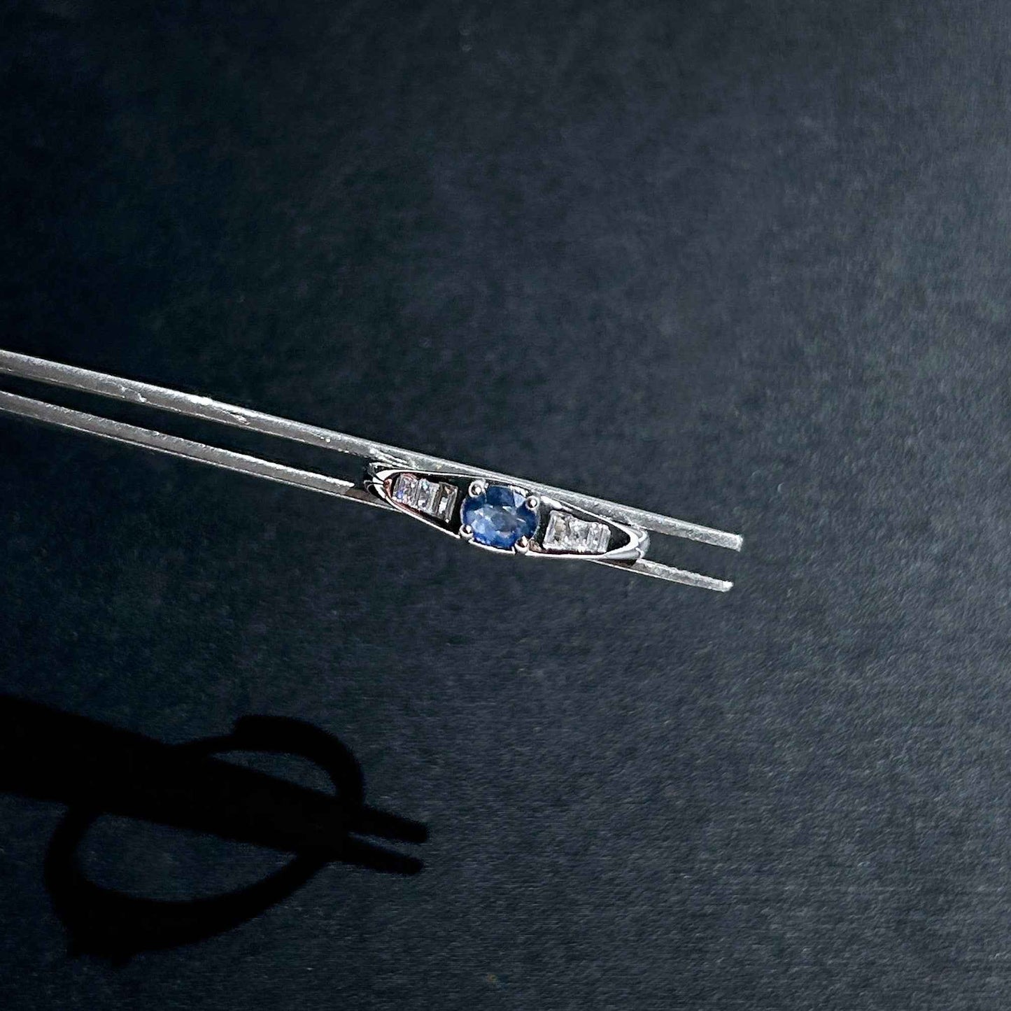 Rare Sapphire with Zircon Adjustable Silver Ring