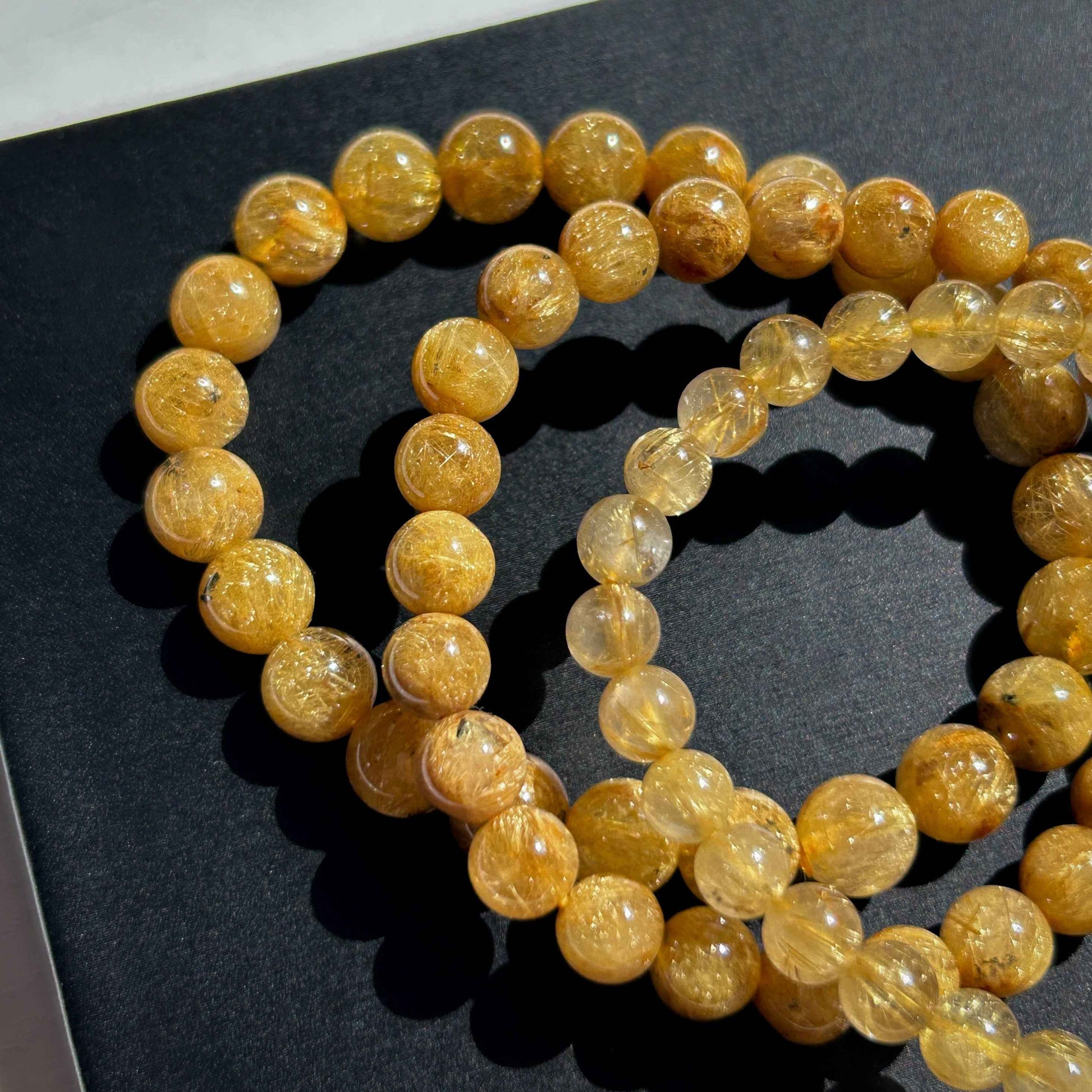 Rare Natural Golden Rutilated Quartz Bracelet in 6 to 8MM