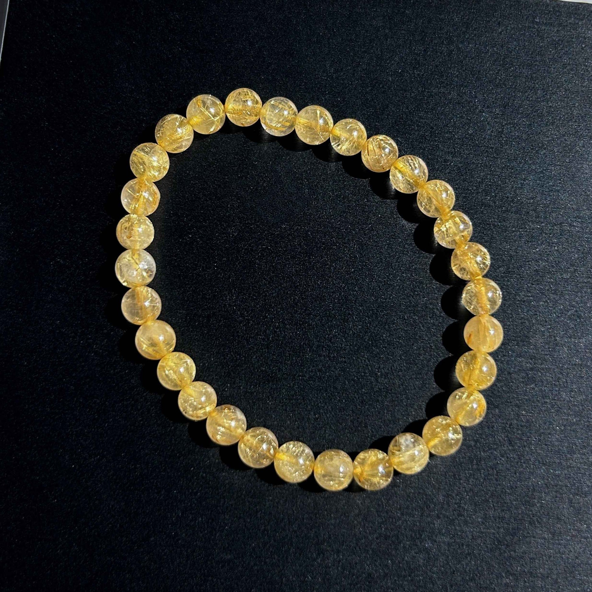 Rare Natural Golden Rutilated Quartz Bracelet in 6 to 8MM
