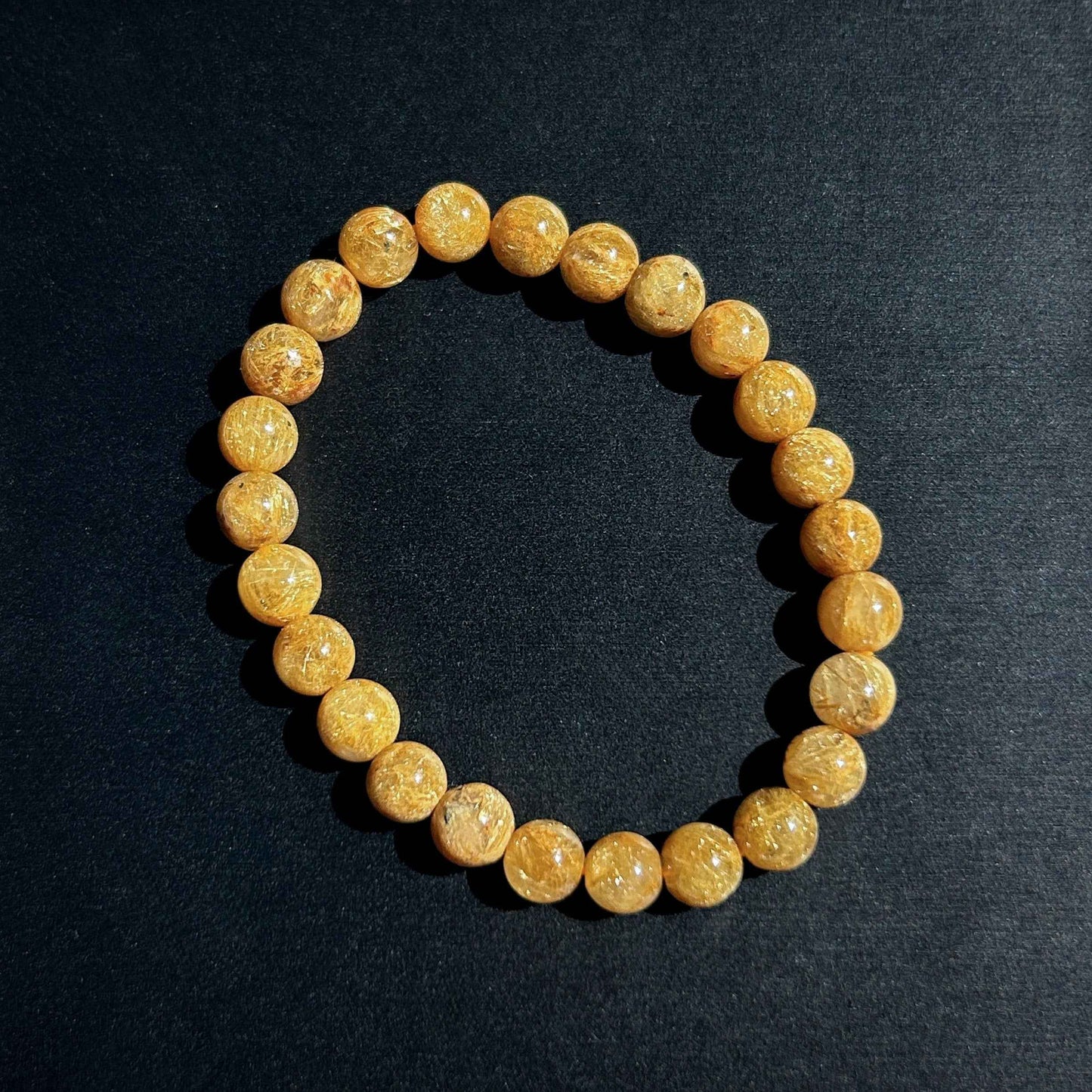 Rare Natural Golden Rutilated Quartz Bracelet in 6 to 8MM