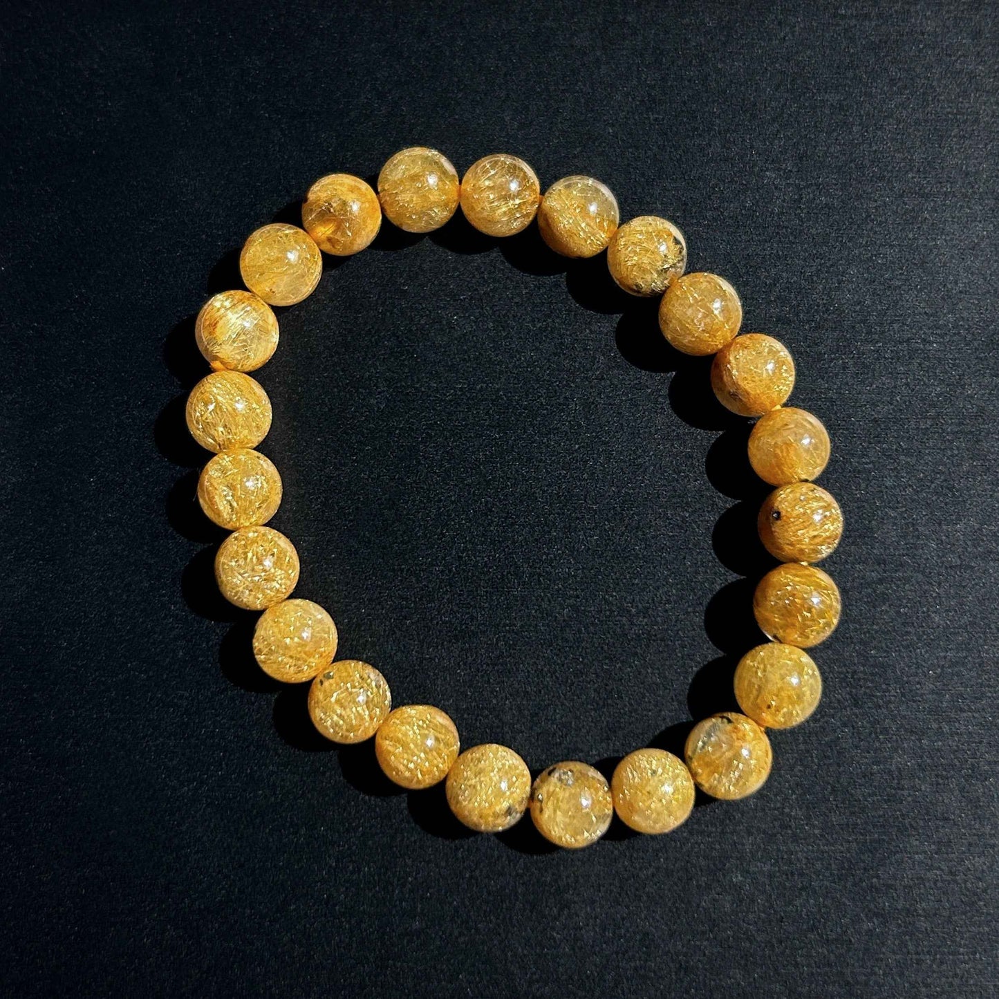 Rare Natural Golden Rutilated Quartz Bracelet in 6 to 8MM