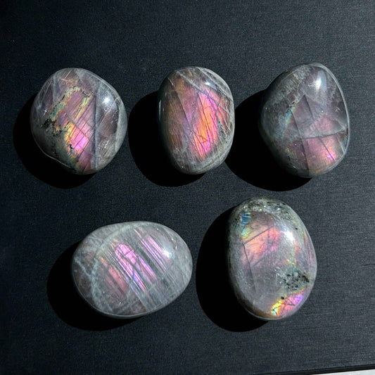 Rare Purple Rainbow Labradorite Palm Stone Pocket Stone