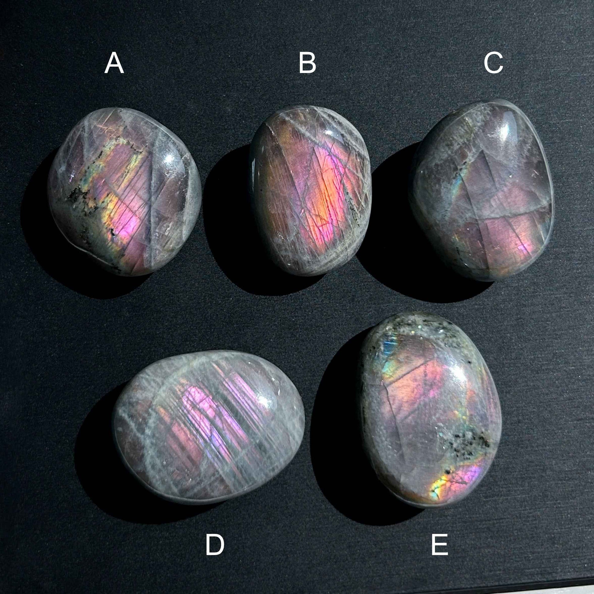 Rare Purple Rainbow Labradorite Palm Stone Pocket Stone