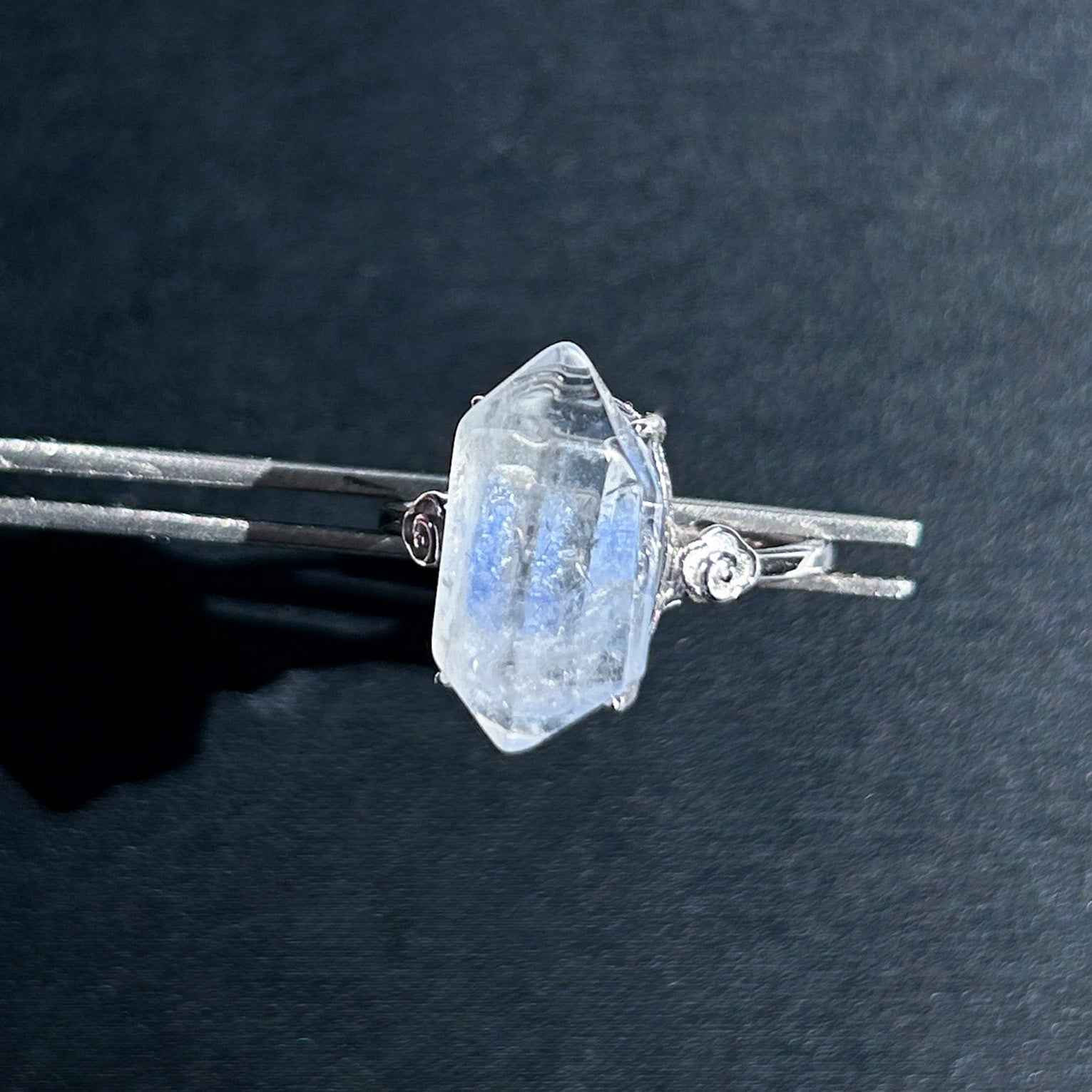 Rare High Quality Dumortierite Adjustable 925 Sterling Silver Ring