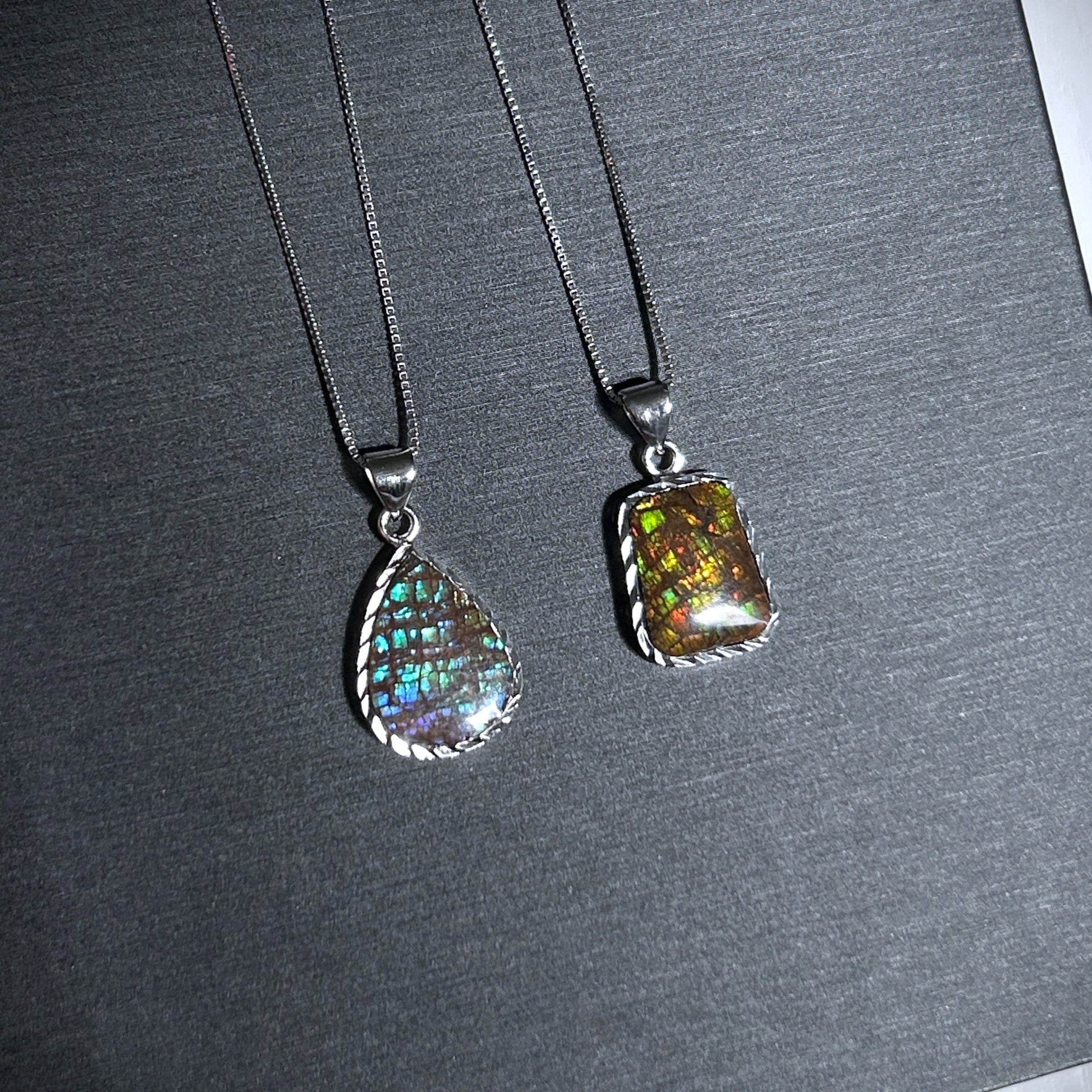 Rare Rainbow Ammolite 925 Sterling Silver Pendant (chain excluded) - Crystal Moment