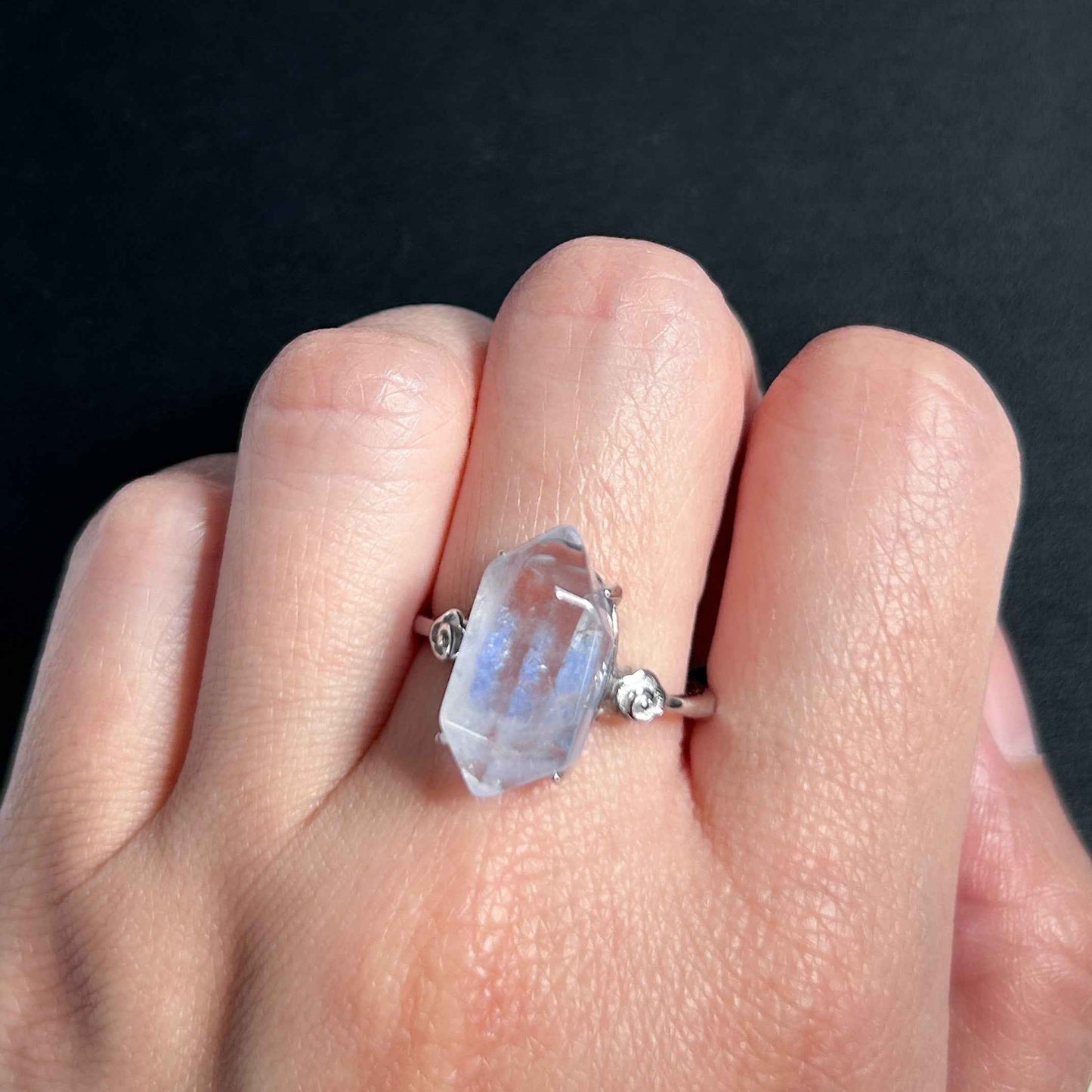 Rare High Quality Dumortierite Adjustable 925 Sterling Silver Ring