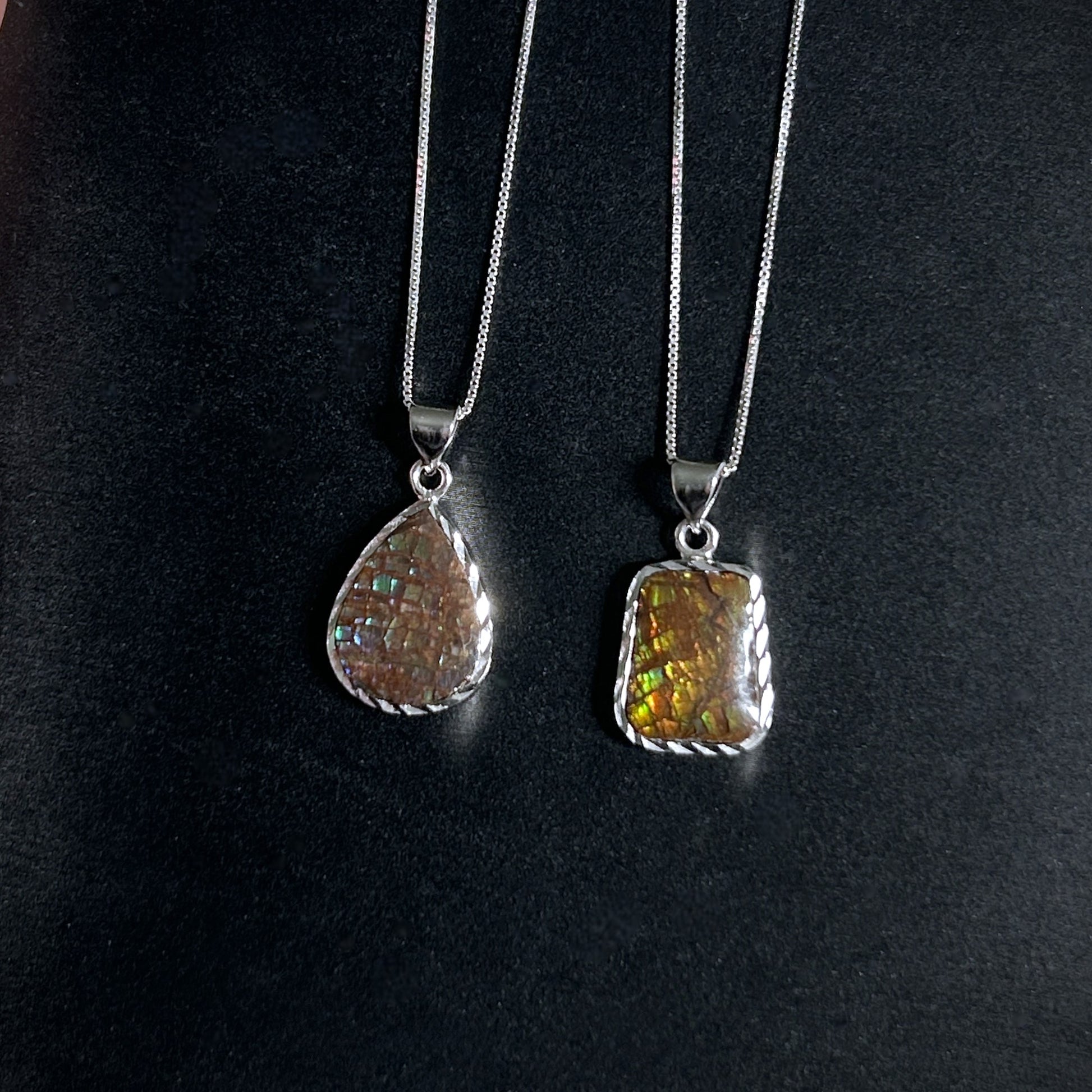 Rare Rainbow Ammolite 925 Sterling Silver Pendant (chain excluded) - Crystal Moment