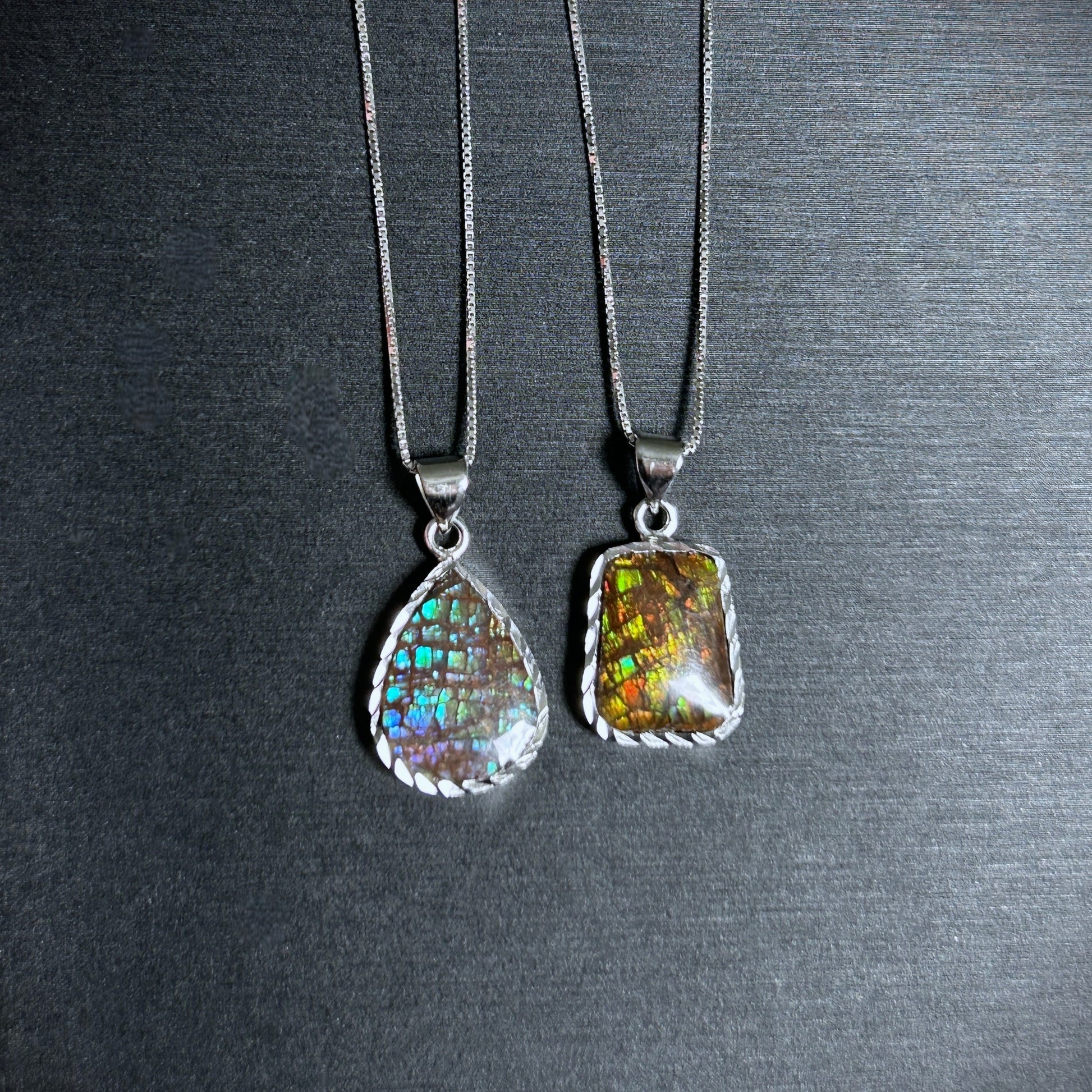 Rare Rainbow Ammolite 925 Sterling Silver Pendant (chain excluded) - Crystal Moment