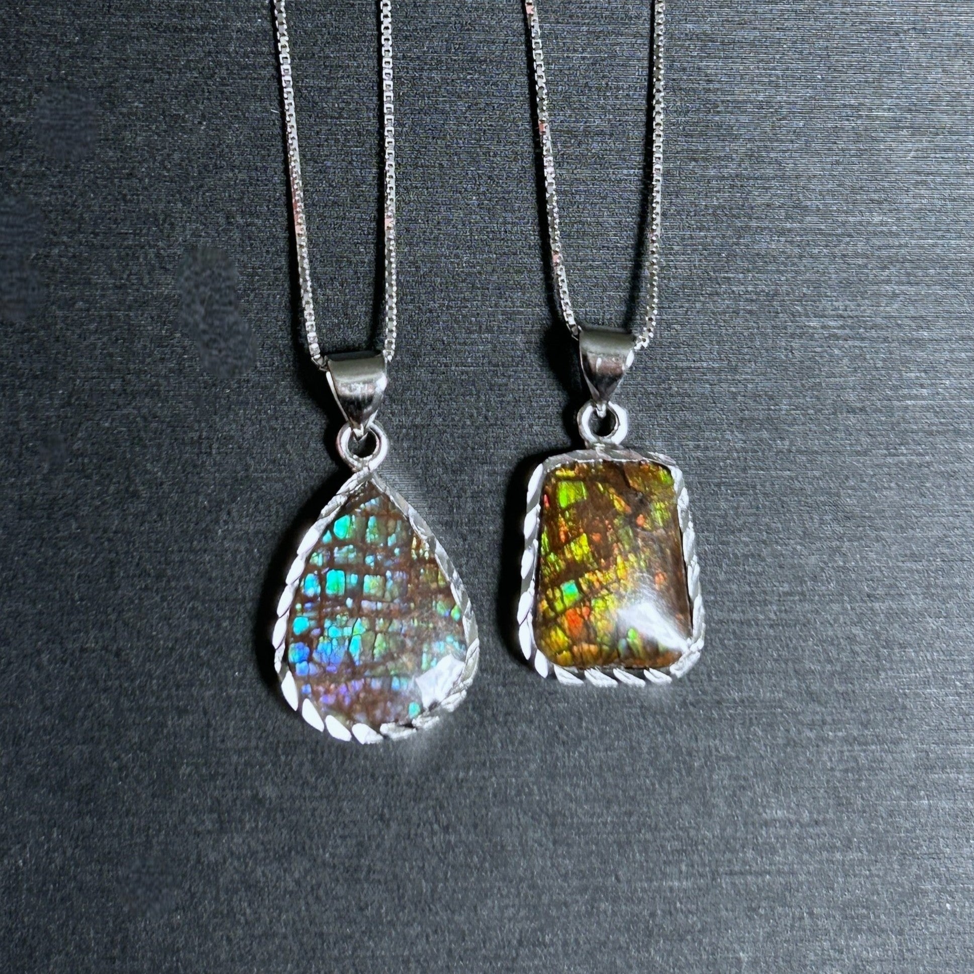 Rare Rainbow Ammolite 925 Sterling Silver Pendant (chain excluded) - Crystal Moment