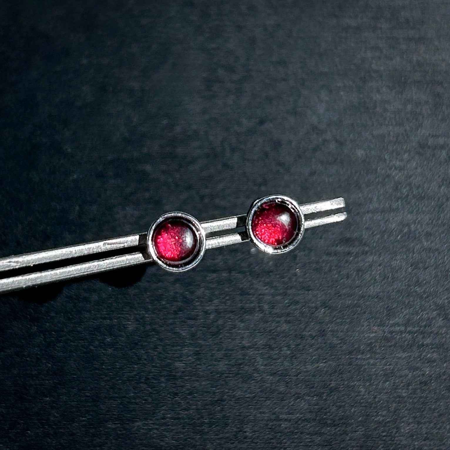 Rare Rhodolite Purple Garnet Silver Stud Earrings